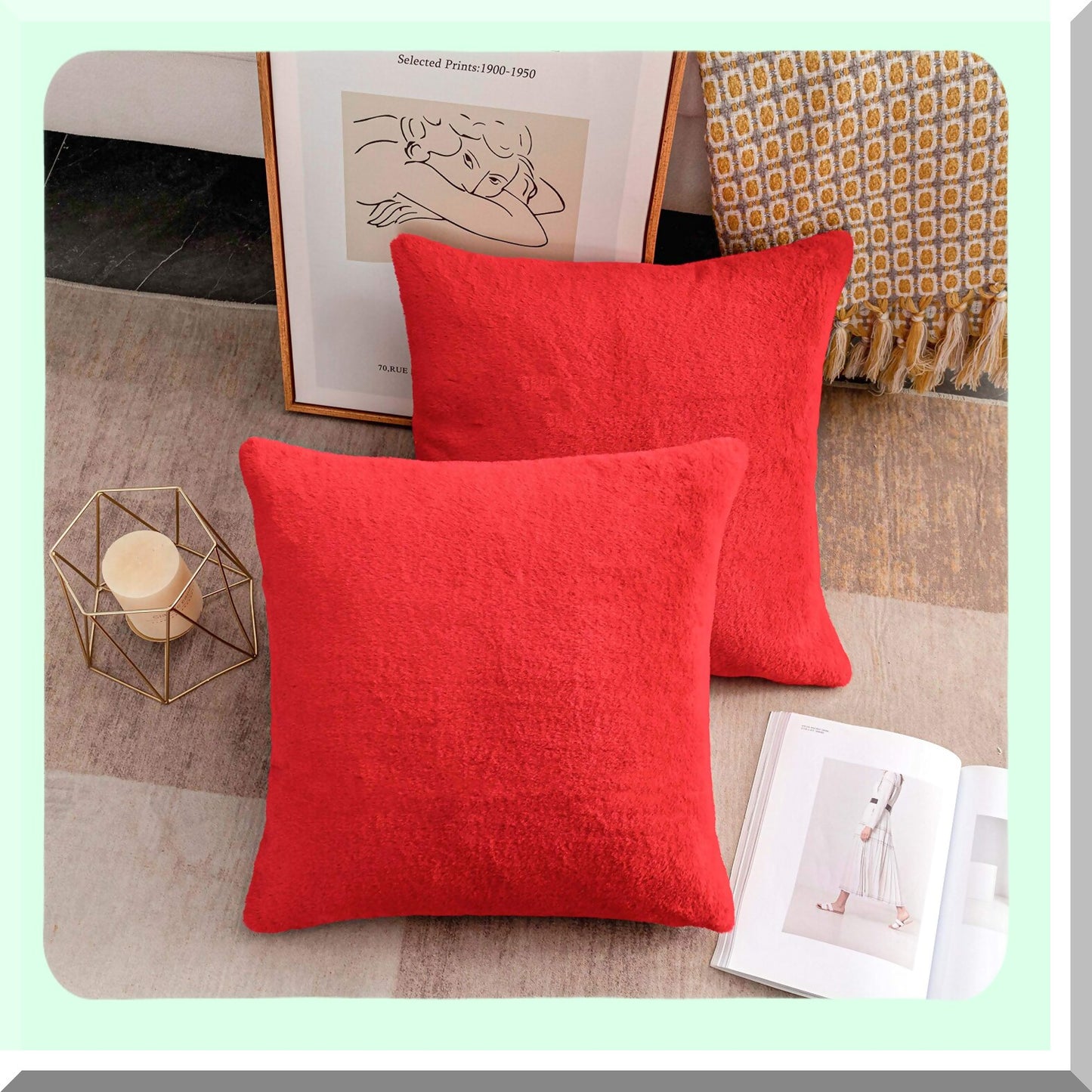 SuperSoft Rabbit Red Throw Pillow - 18x18 Sofa Cushion Cover for Wedding Decor - Cozy Couch Pillowcase - 45cm Decorative Accent