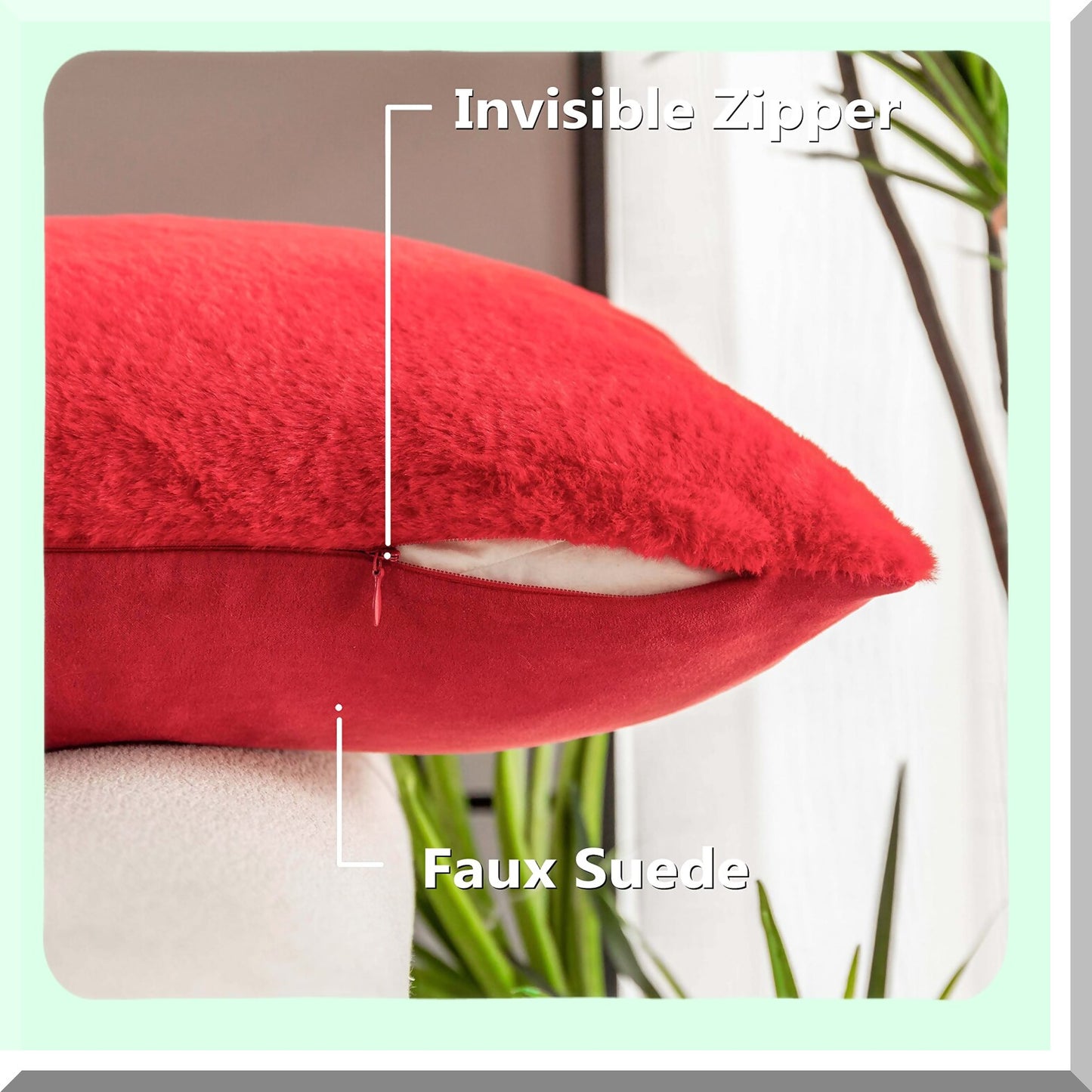 SuperSoft Rabbit Red Throw Pillow - 18x18 Sofa Cushion Cover for Wedding Decor - Cozy Couch Pillowcase - 45cm Decorative Accent