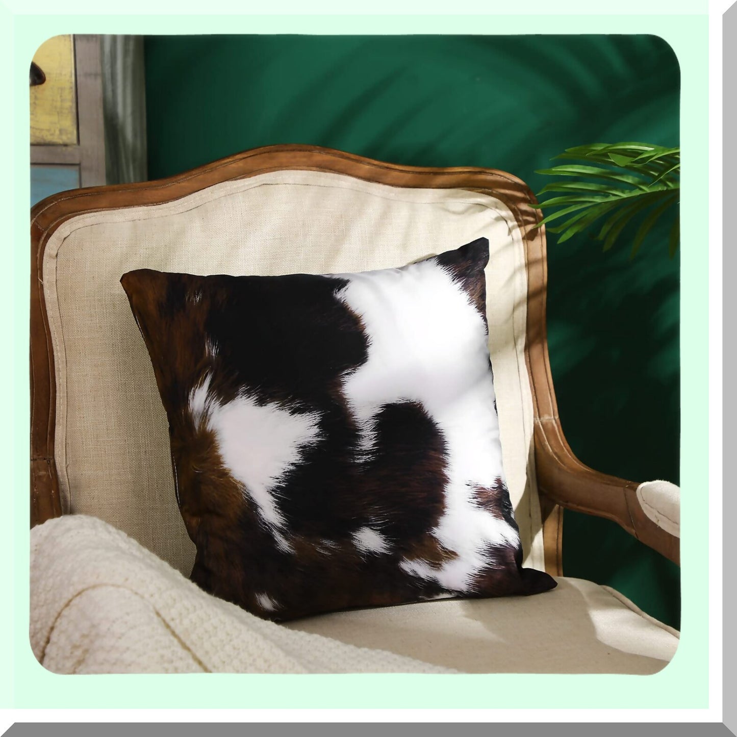 Cowhide Western Decor Pillow Covers - Set of 6 Hidden Zippered Cushion Covers for Couch Sofa Home Living Room - 18 x 18 Inch Cow Throw Pillow Covers