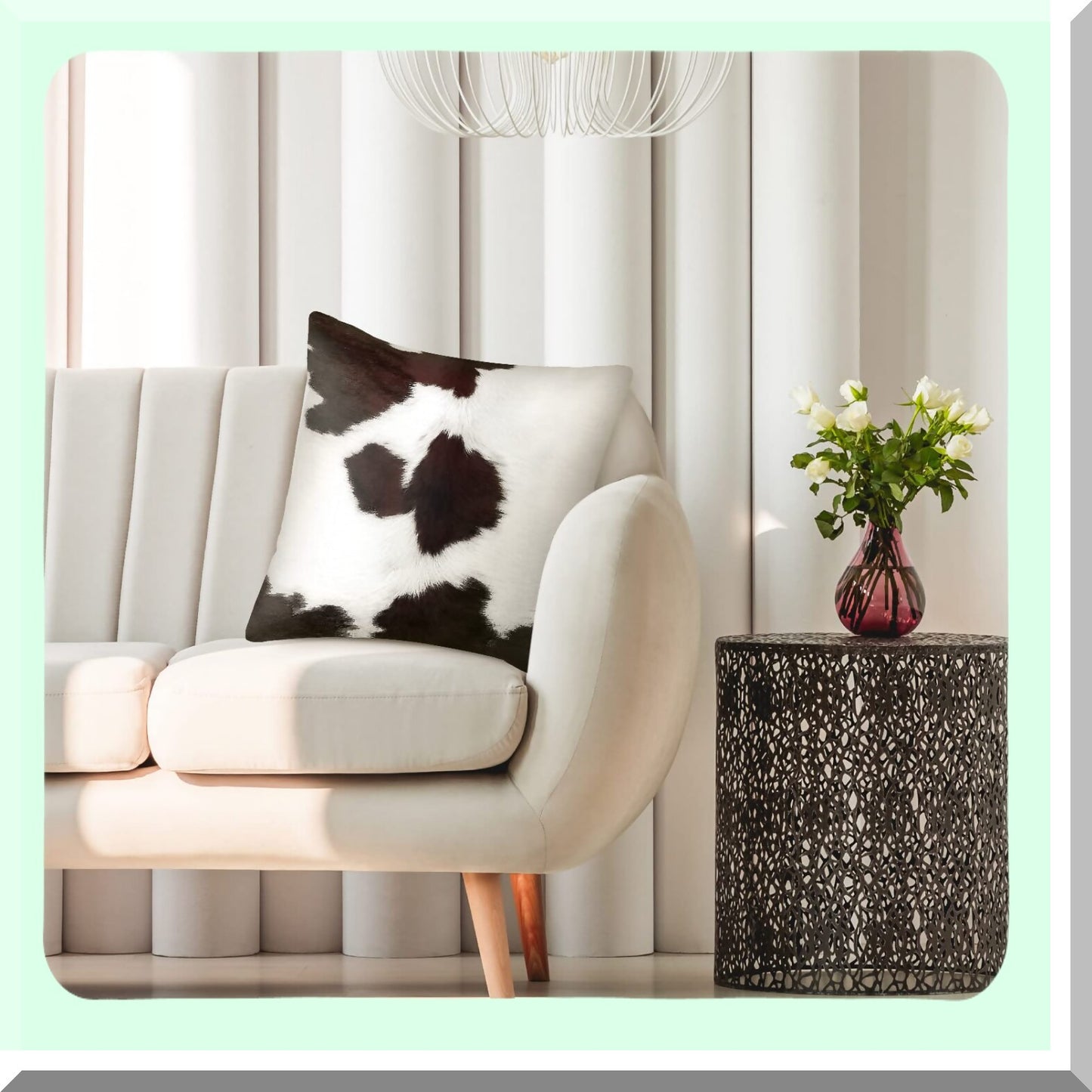 Cowhide Western Decor Pillow Covers - Set of 6 Hidden Zippered Cushion Covers for Couch Sofa Home Living Room - 18 x 18 Inch Cow Throw Pillow Covers