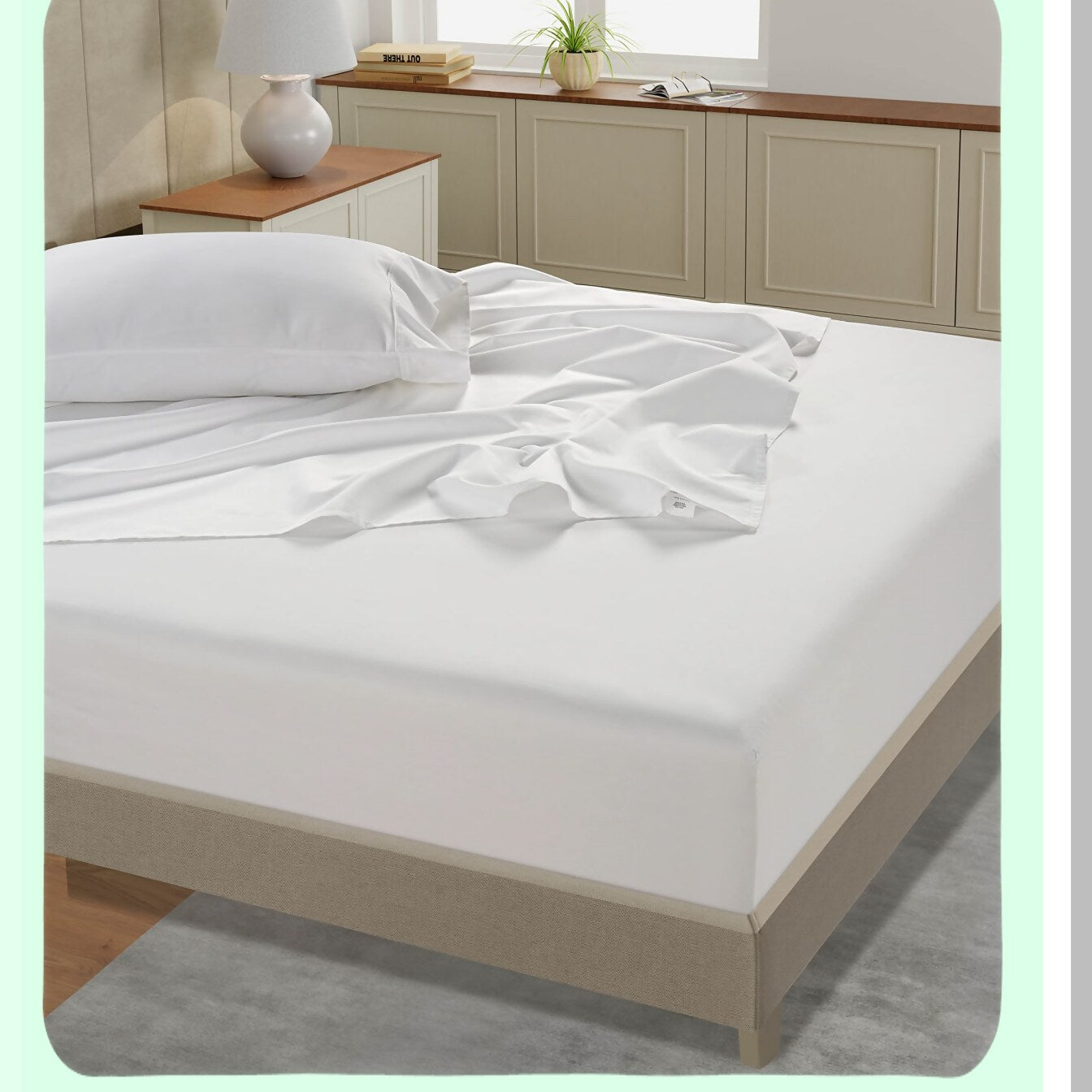 Luxury Sateen Cotton Pillowcase Set - 450 Thread Count Standard Queen Size - Soft Breathable White Pillow Covers - 100% Cotton - Set of 2