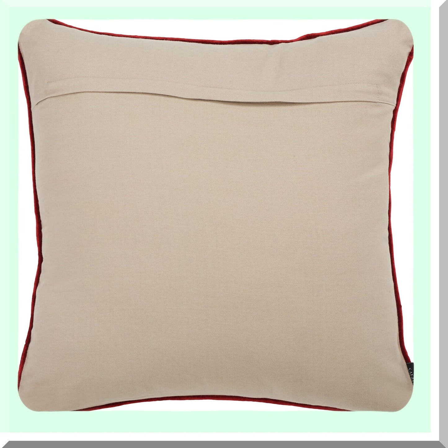 Rustic Reindeer Holiday Cotton Throw Pillow - Beige/Red 20-inch Square Decorative Accent Insert for Home Collection