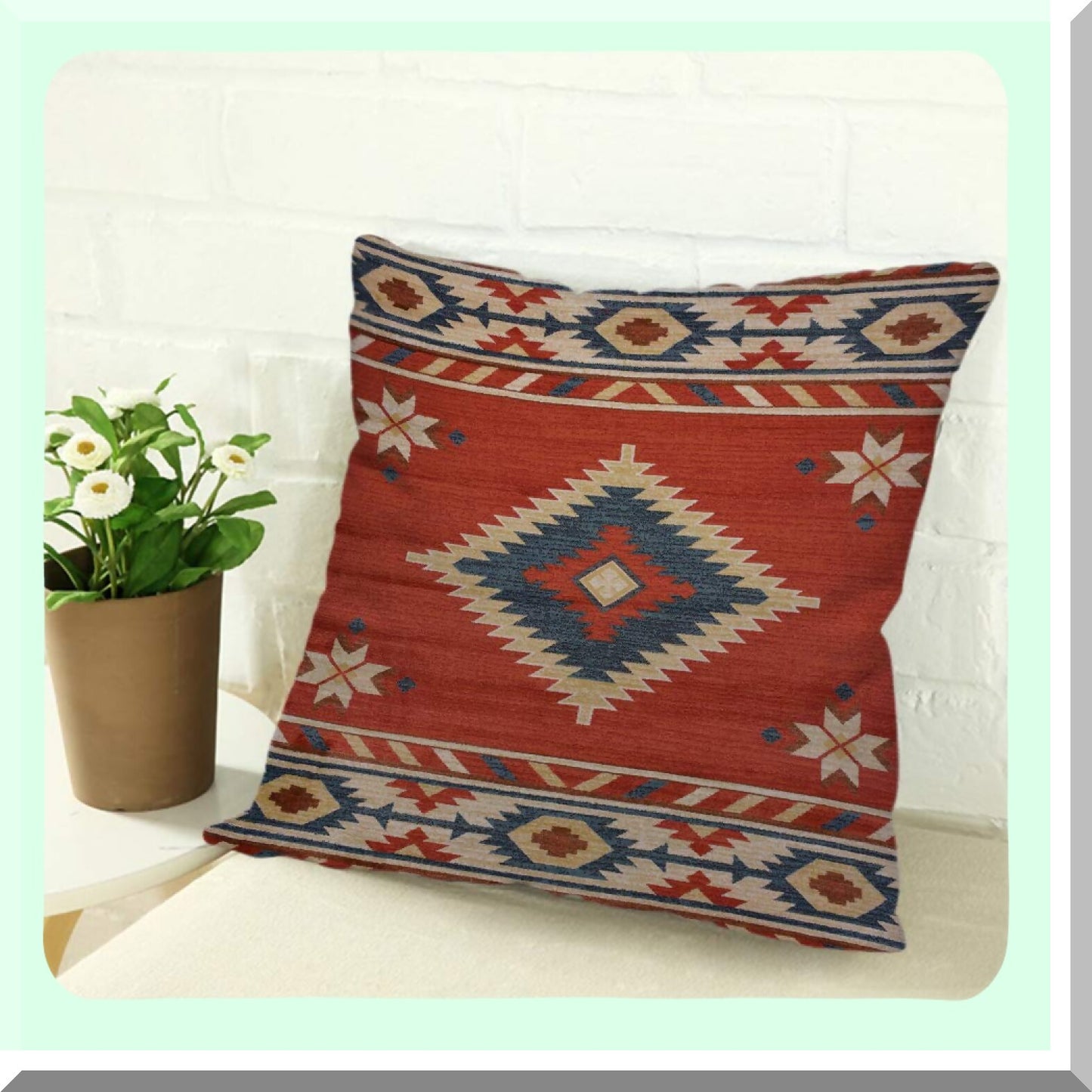 Southwest Chevron Cotton Linen Pillow Covers - Decorative Throw Pillow Cases for Couch, Sofa, Bed - Home Decor 18x18 Inches