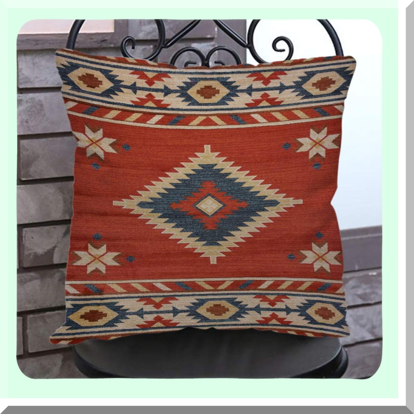 Southwest Chevron Cotton Linen Pillow Covers - Decorative Throw Pillow Cases for Couch, Sofa, Bed - Home Decor 18x18 Inches