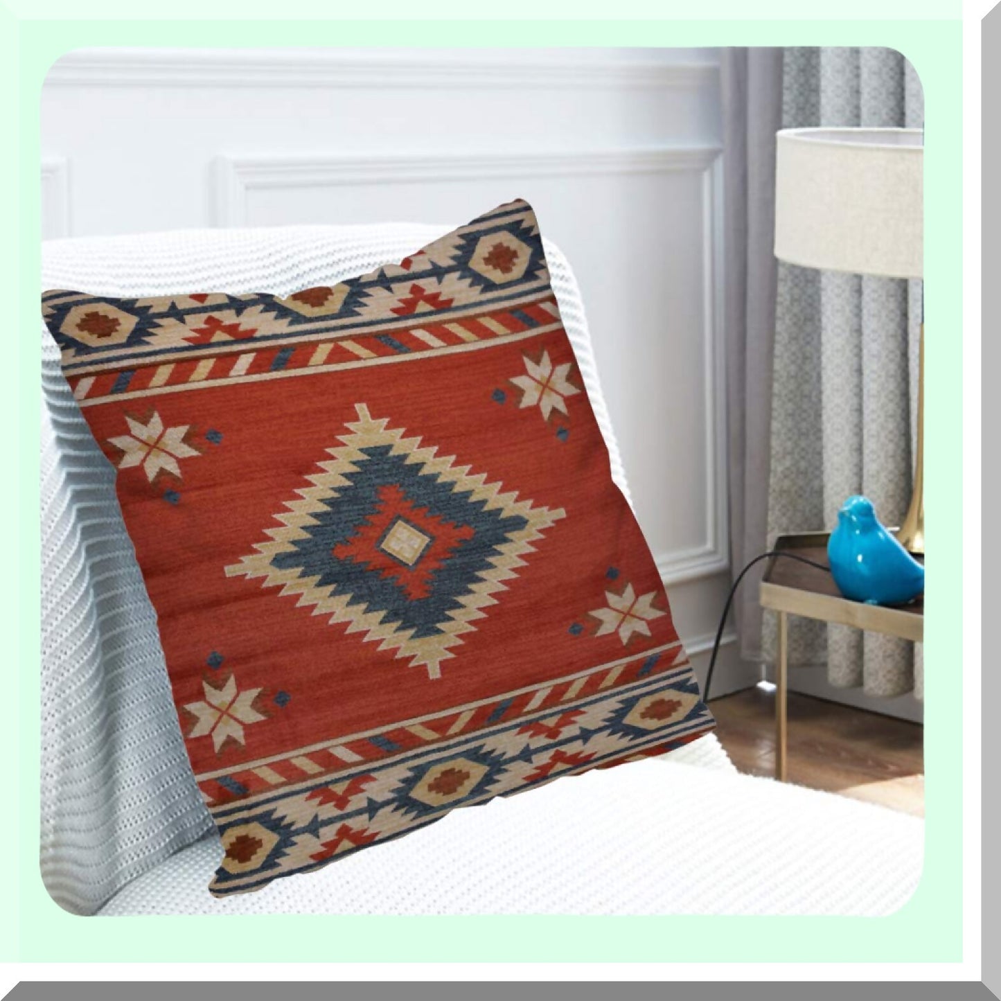 Southwest Chevron Cotton Linen Pillow Covers - Decorative Throw Pillow Cases for Couch, Sofa, Bed - Home Decor 18x18 Inches