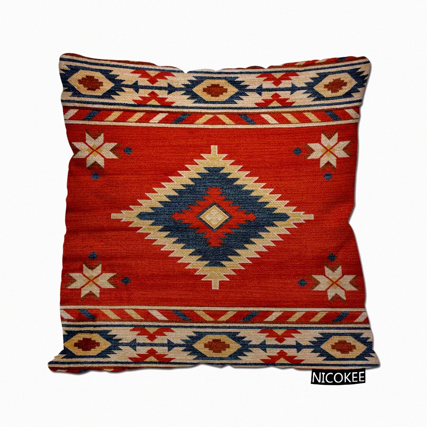Southwest Chevron Cotton Linen Pillow Covers - Decorative Throw Pillow Cases for Couch, Sofa, Bed - Home Decor 18x18 Inches