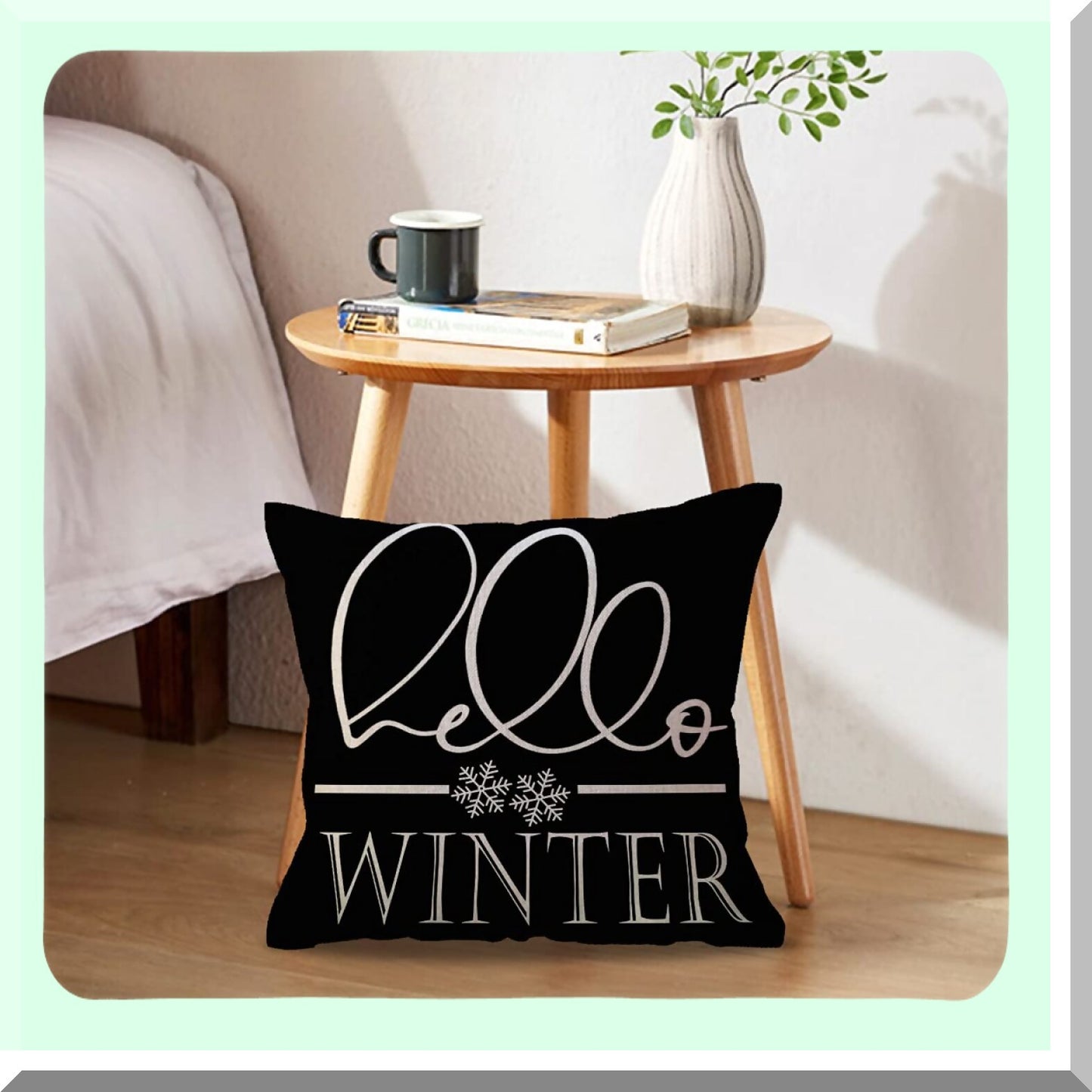 Winter Wonderland Pillowcase Set - 18x18 Black Sweater Weather Decorative Cushion Covers for Sofa & Porch. Holiday Throw Pillow Covers 2Pack.