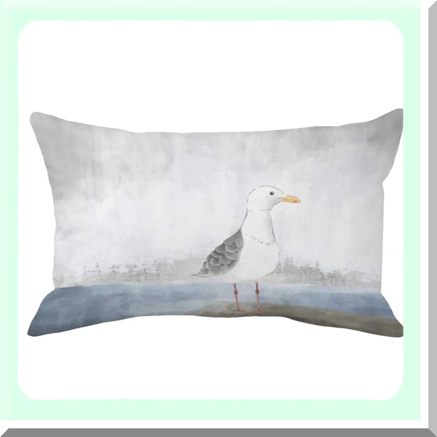 Sea Gull Birds Decorative Pillow Cover - Soft Lumbar Cushion Case for Home Sofa Car Decor - Grey White Rectangle Shams 12x20"