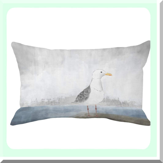 Sea Gull Birds Decorative Pillow Cover - Soft Lumbar Cushion Case for Home Sofa Car Decor - Grey White Rectangle Shams 12x20"