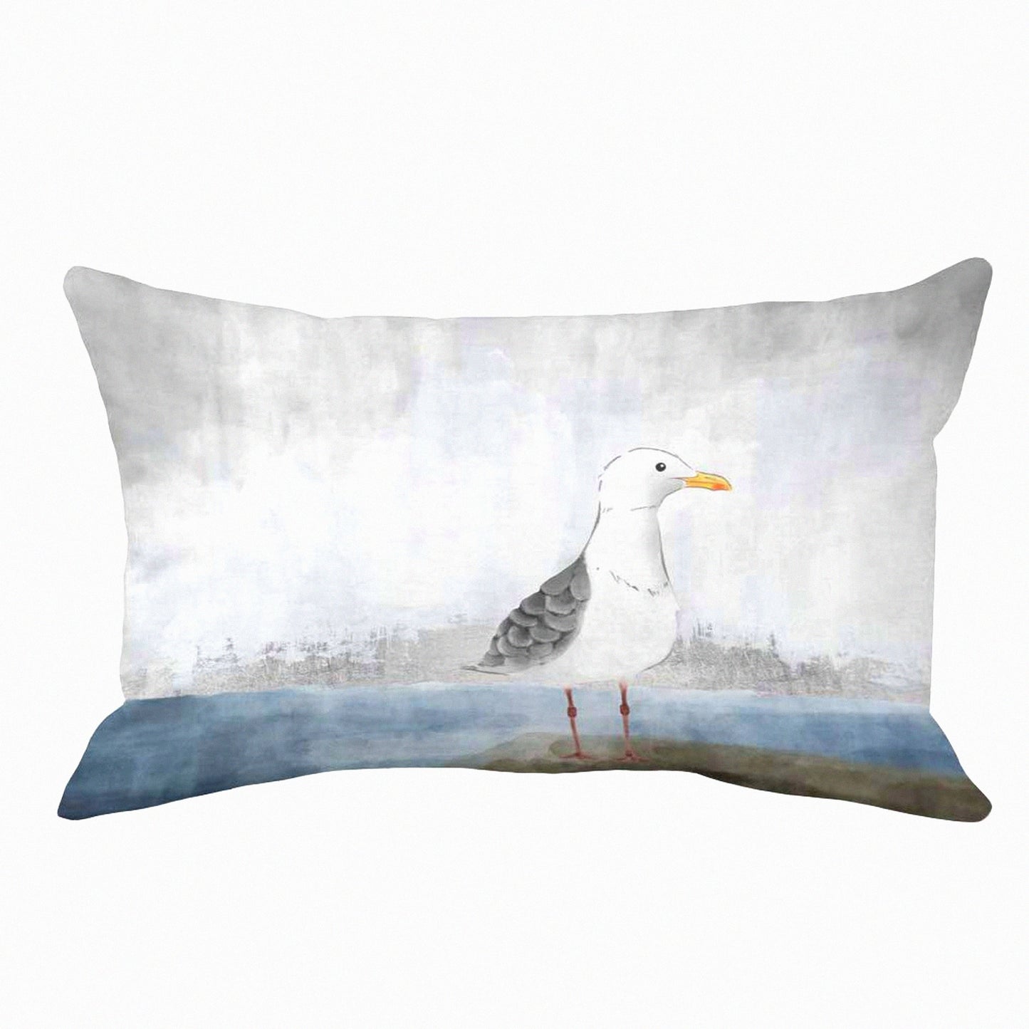 Sea Gull Birds Decorative Pillow Cover - Soft Lumbar Cushion Case for Home Sofa Car Decor - Grey White Rectangle Shams 12x20"