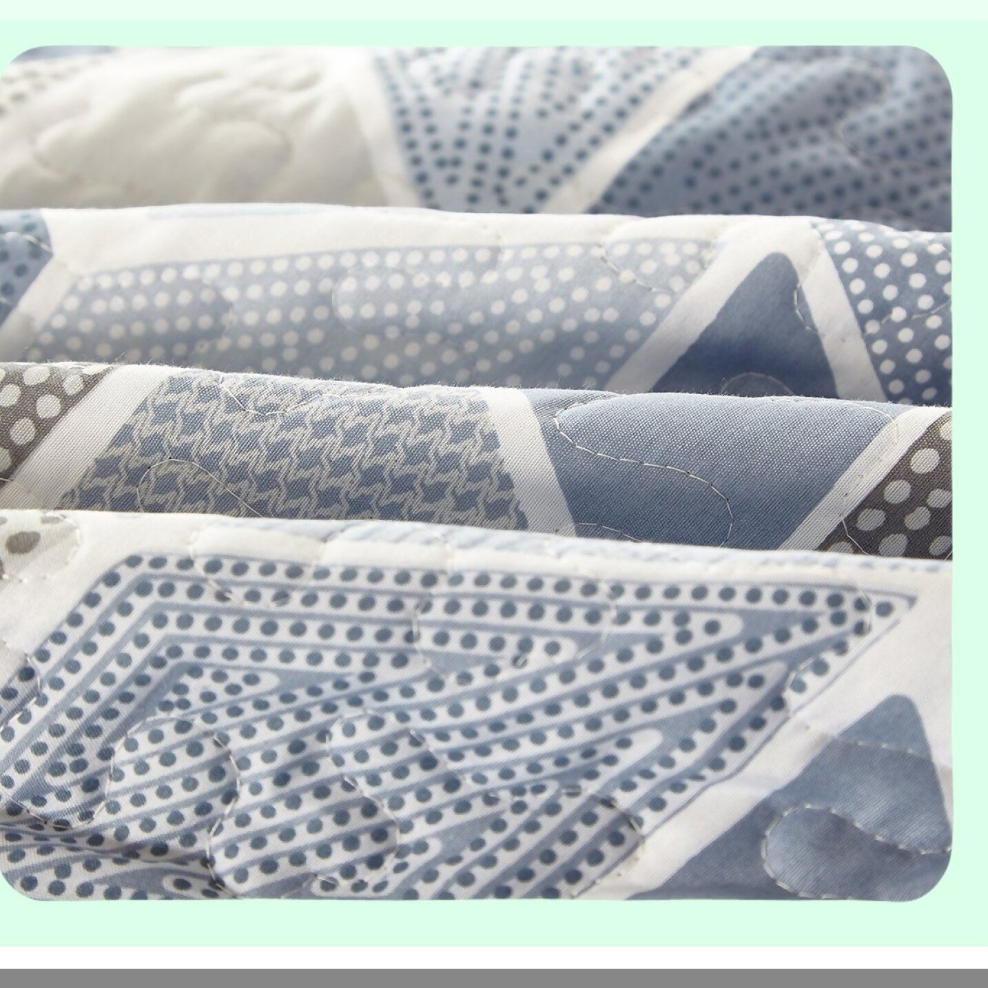 Coastal Breeze Twin Bedding Set - Cream & Blue Chevron Quilt with Sham. Farmhouse Comforter, Rustic Summer Blanket, Blue & Grey Coverlet.