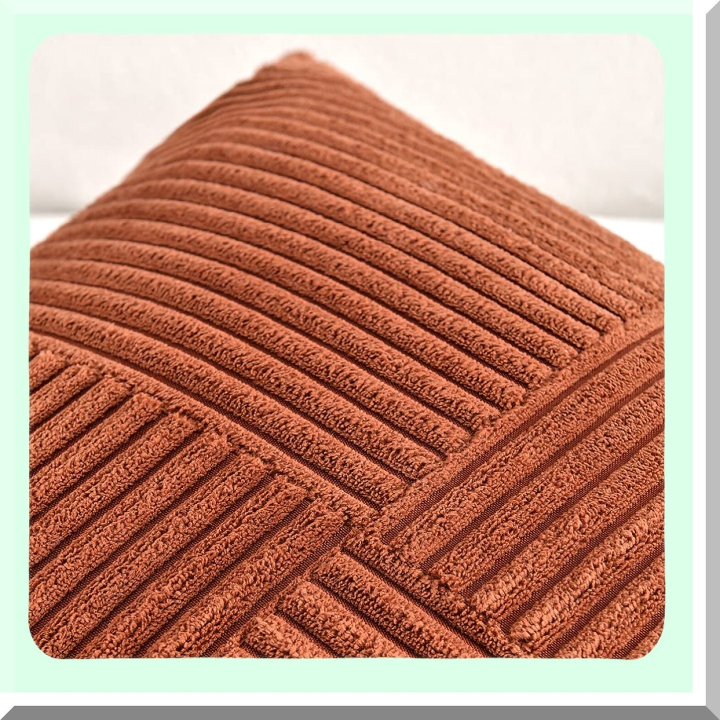 Rustic Boho Patchwork Pillow Covers - Set of 2 | Farmhouse Decorative Cushion Cases for Couch, Bed, Sofa | Soft Corduroy Textured Terracotta Accent - 18x18 Inch