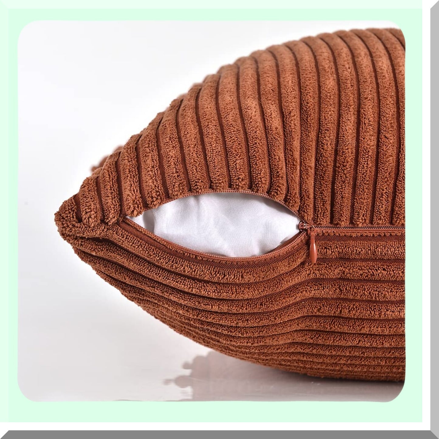 Rustic Boho Patchwork Pillow Covers - Set of 2 | Farmhouse Decorative Cushion Cases for Couch, Bed, Sofa | Soft Corduroy Textured Terracotta Accent - 18x18 Inch