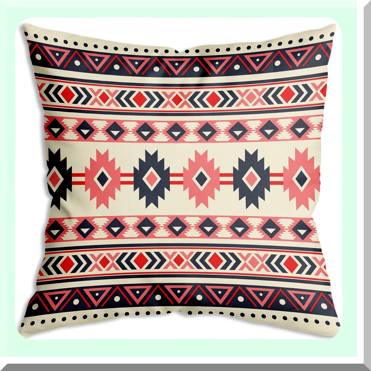 Geometric Southwest Soft Pillow Covers - Navajo Design Cushion Cover for Sofa, Couch, Bed - Western Boho Decor - 18x18 Inch Ethnic Print