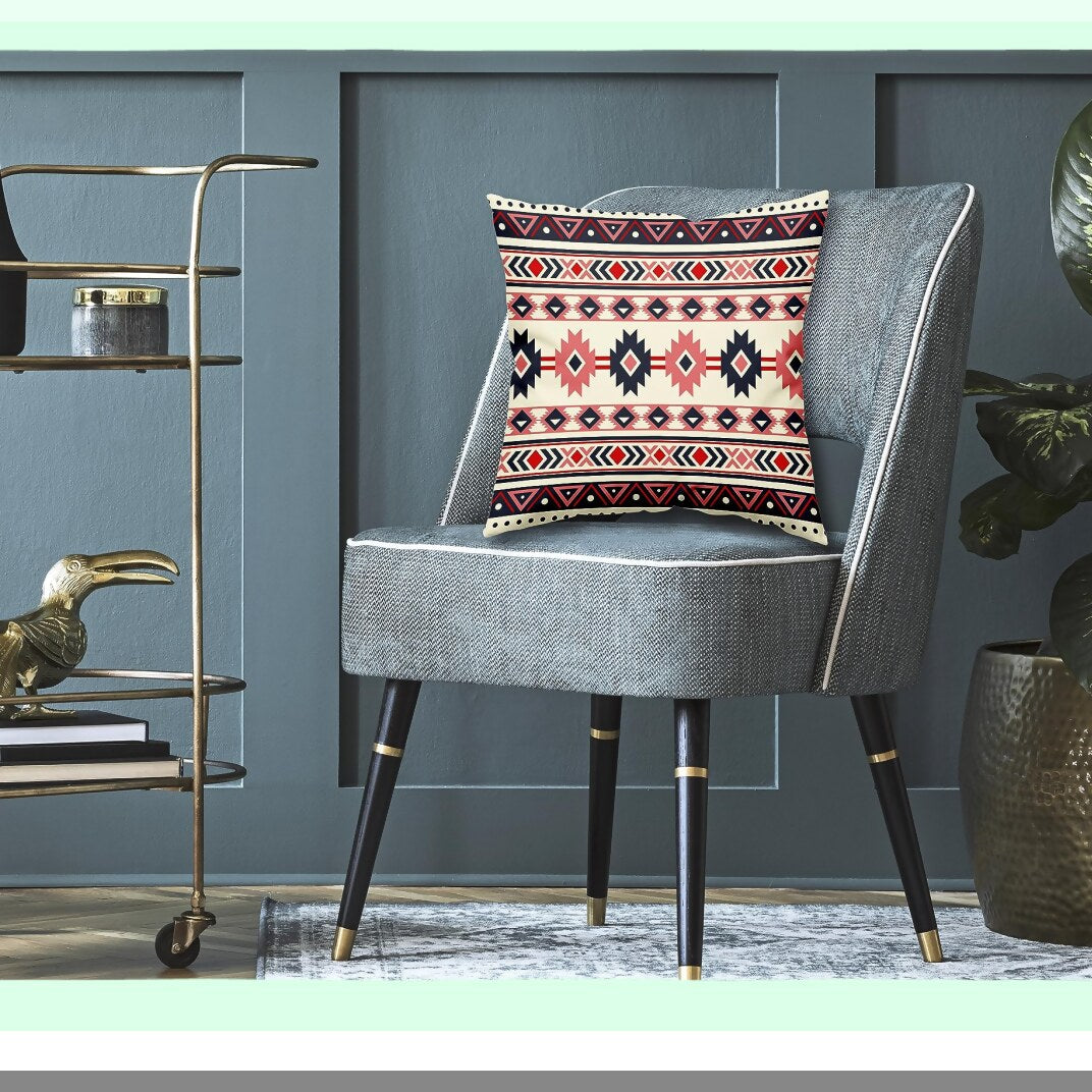 Geometric Southwest Soft Pillow Covers - Navajo Design Cushion Cover for Sofa, Couch, Bed - Western Boho Decor - 18x18 Inch Ethnic Print