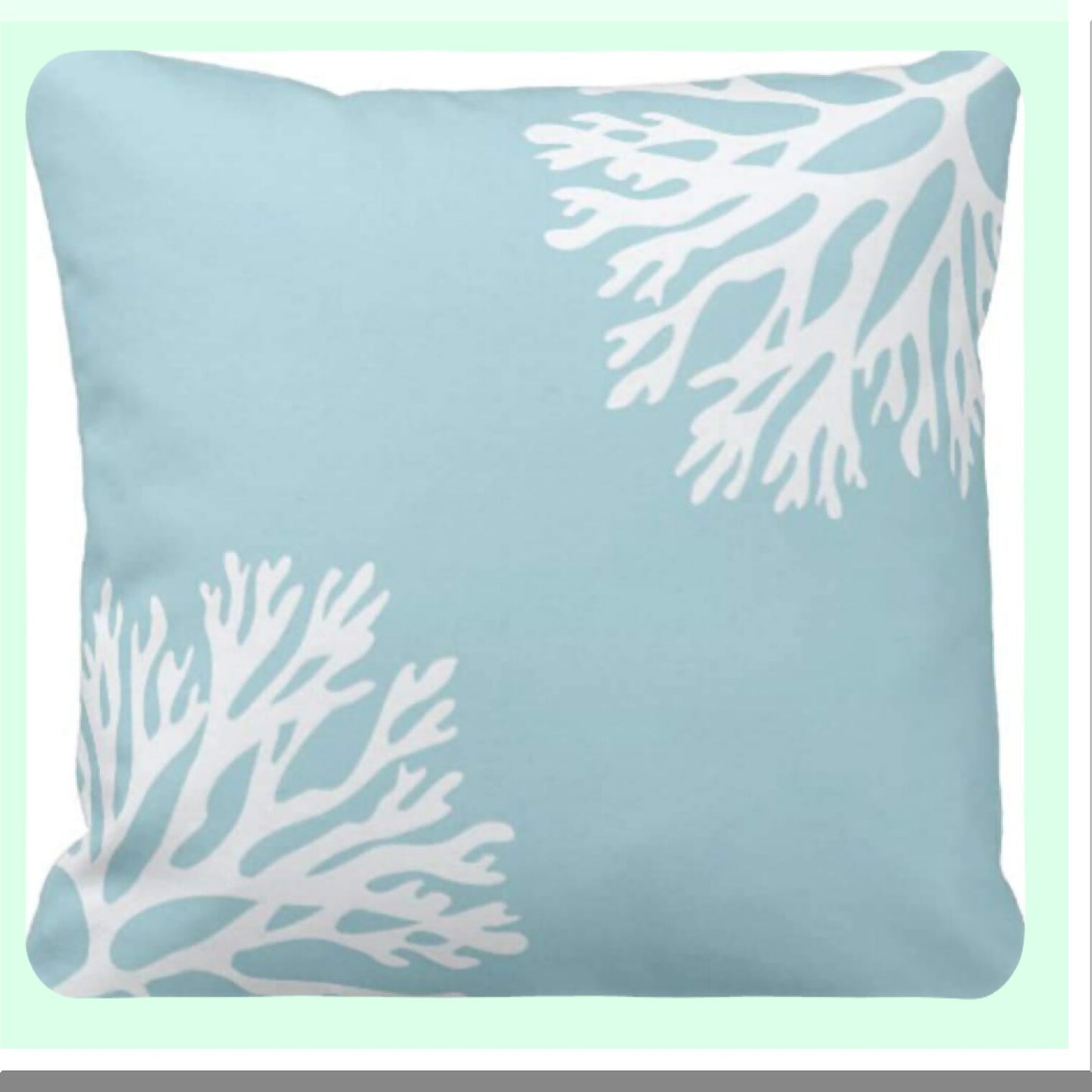 Coral Silhouettes Sea Blue Throw Pillow Set - Decorative Home Decor Case - Square 18x18 Inch Pillowcase - Light Hue Cover