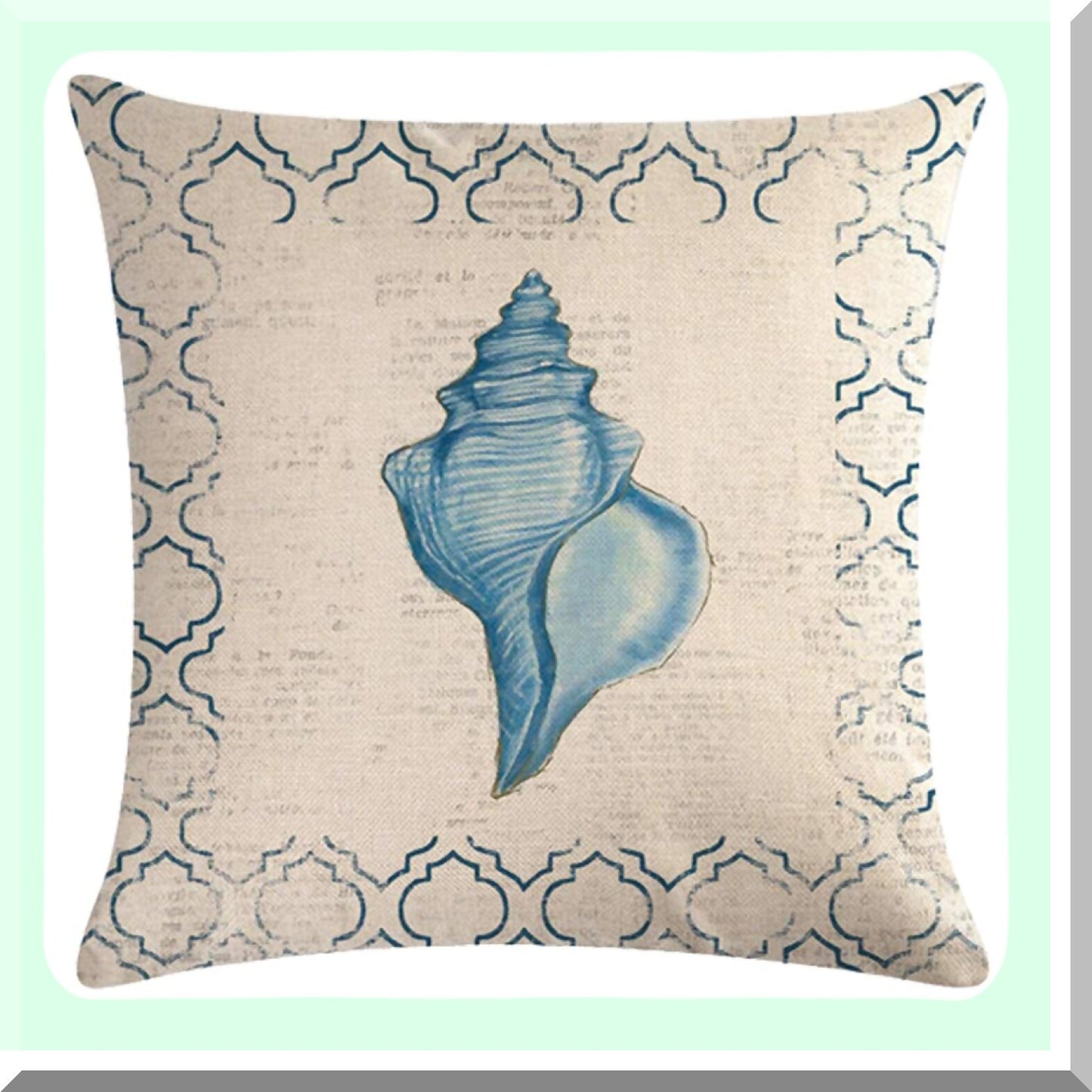 Sea Breeze Nautical Pillow Covers Set - Coastal Beach Starfish & Shell Cushion Cover Collection - Navigation Sailing Cotton Linen Decorative Pillowcases - 18x18 for Sofa Couch Porch