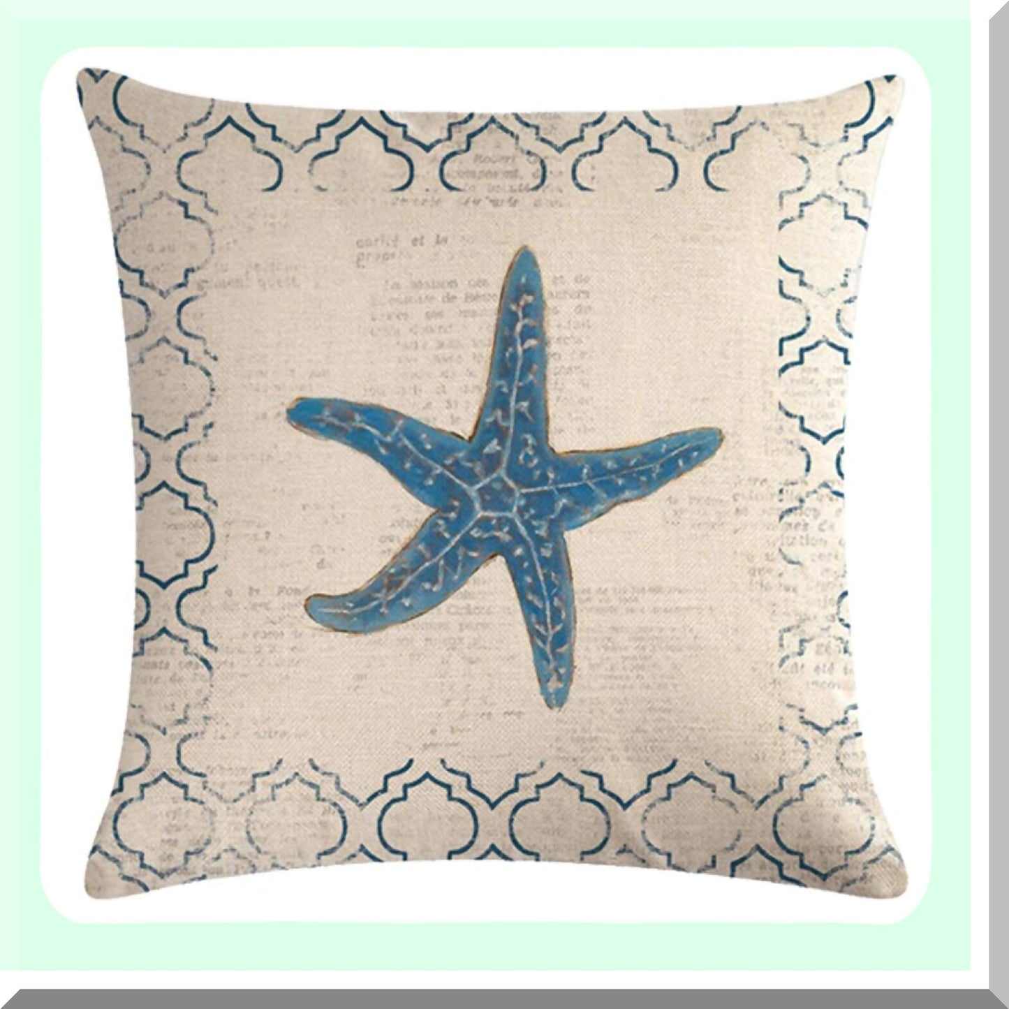 Sea Breeze Nautical Pillow Covers Set - Coastal Beach Starfish & Shell Cushion Cover Collection - Navigation Sailing Cotton Linen Decorative Pillowcases - 18x18 for Sofa Couch Porch