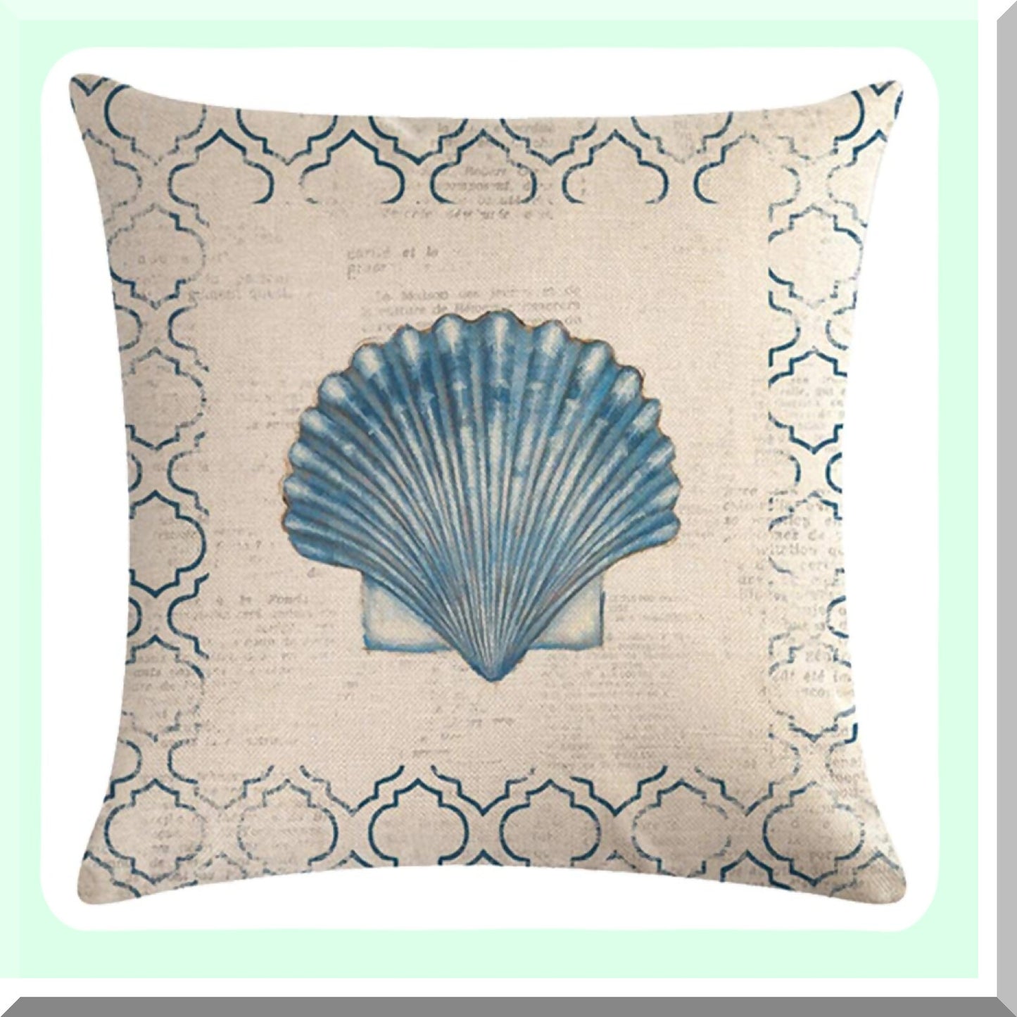 Sea Breeze Nautical Pillow Covers Set - Coastal Beach Starfish & Shell Cushion Cover Collection - Navigation Sailing Cotton Linen Decorative Pillowcases - 18x18 for Sofa Couch Porch