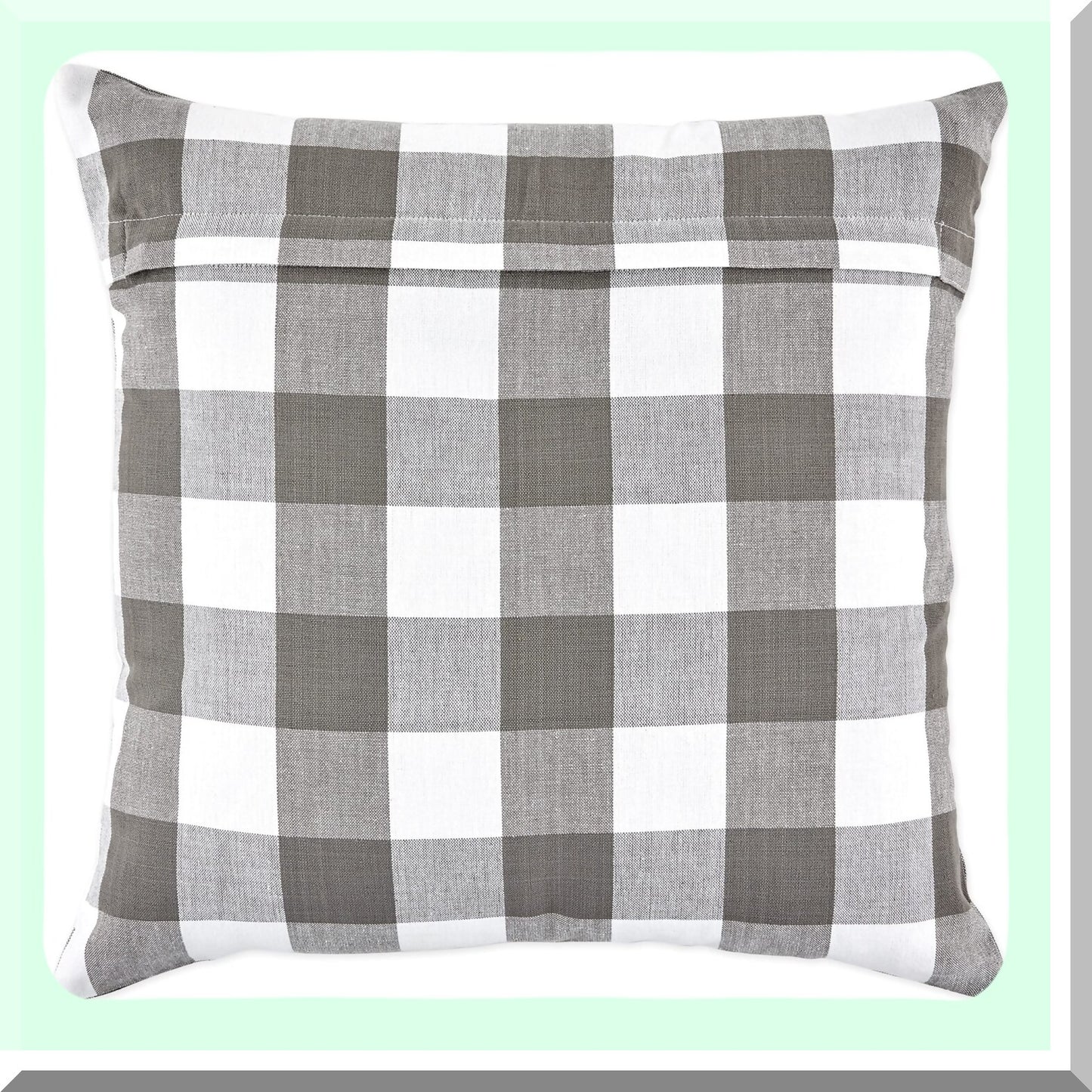 Gingham Gray Cotton Pillow Cover Set - 18x18 Decorative Square Throw, Hidden Zipper, Machine Washable - 4 Piece Collection