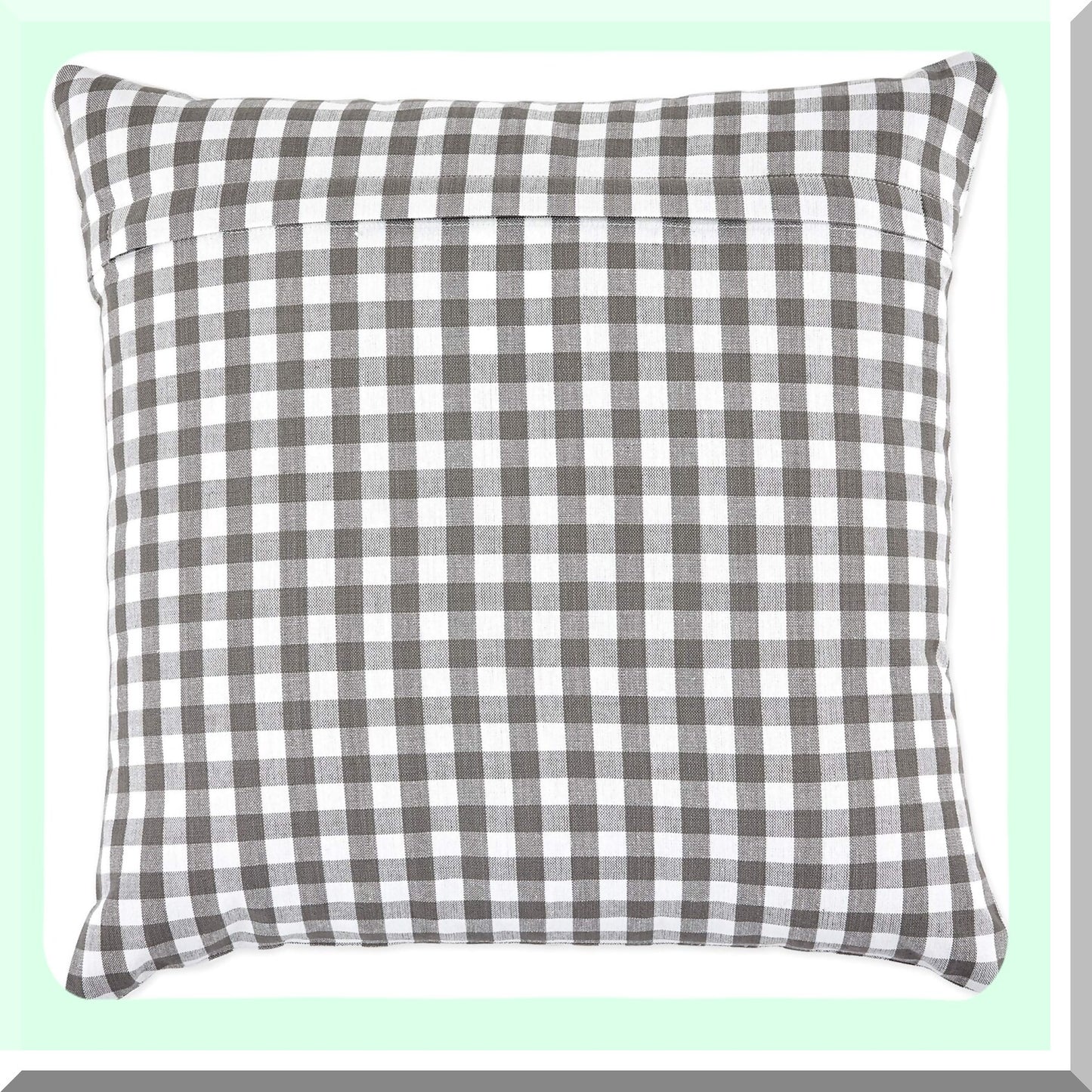 Gingham Gray Cotton Pillow Cover Set - 18x18 Decorative Square Throw, Hidden Zipper, Machine Washable - 4 Piece Collection