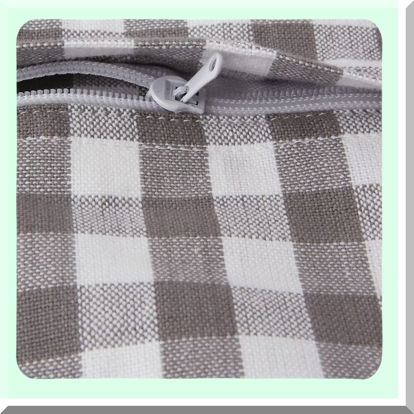 Gingham Gray Cotton Pillow Cover Set - 18x18 Decorative Square Throw, Hidden Zipper, Machine Washable - 4 Piece Collection