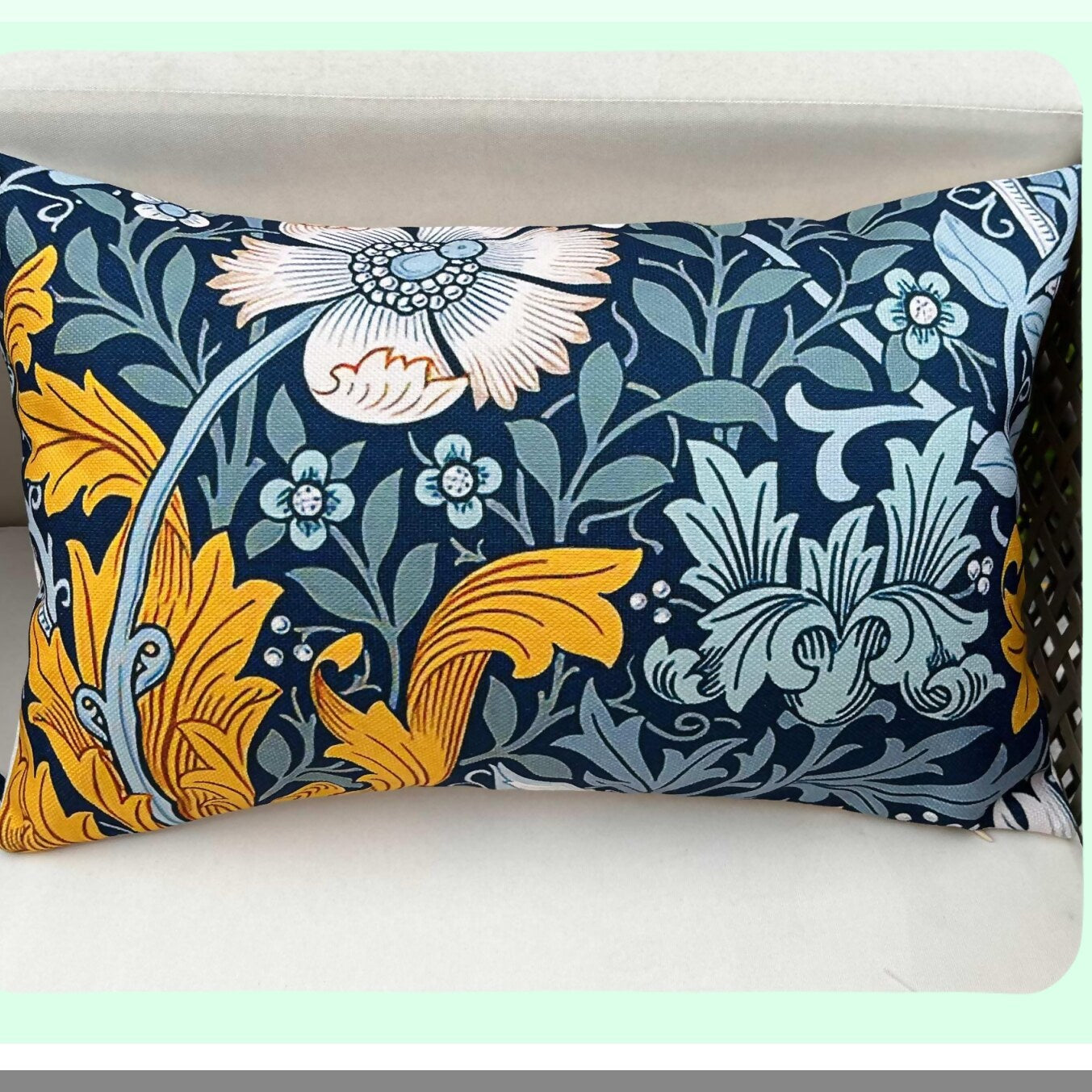 Yellow Leaves Lumbar Pillow Cover Set - Decorative Throw Pillow Cover 12X20 Inches - William Morris Inspired - Set of 2 Covers - Home Decor