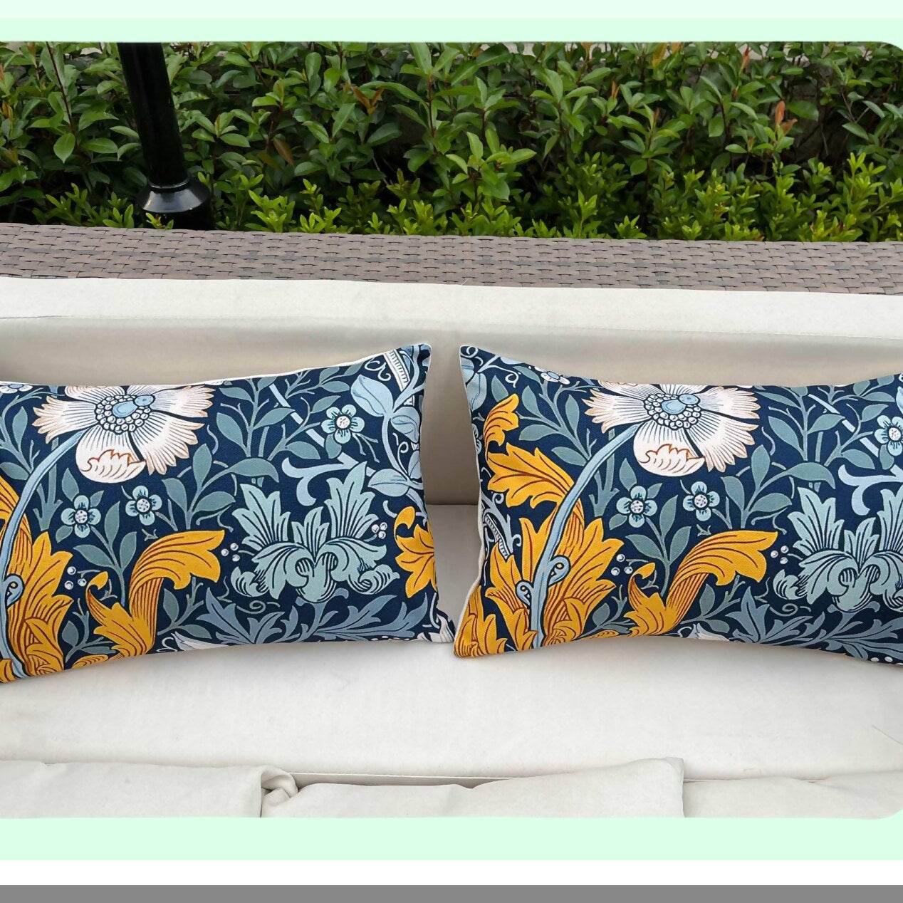 Yellow Leaves Lumbar Pillow Cover Set - Decorative Throw Pillow Cover 12X20 Inches - William Morris Inspired - Set of 2 Covers - Home Decor