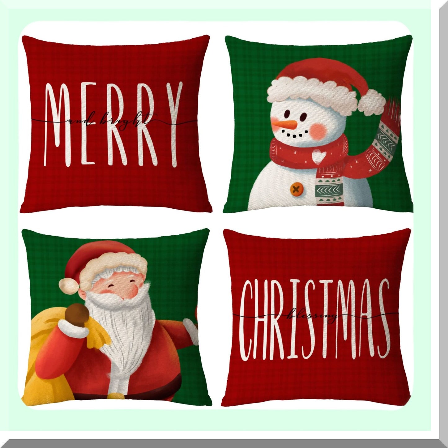 Festive Holiday Pillow Covers Set - Red Green Xmas Throw Pillow Cases - Winter Home Decor Cushion Covers - New Year Sofa Outdoor Couch 26x26