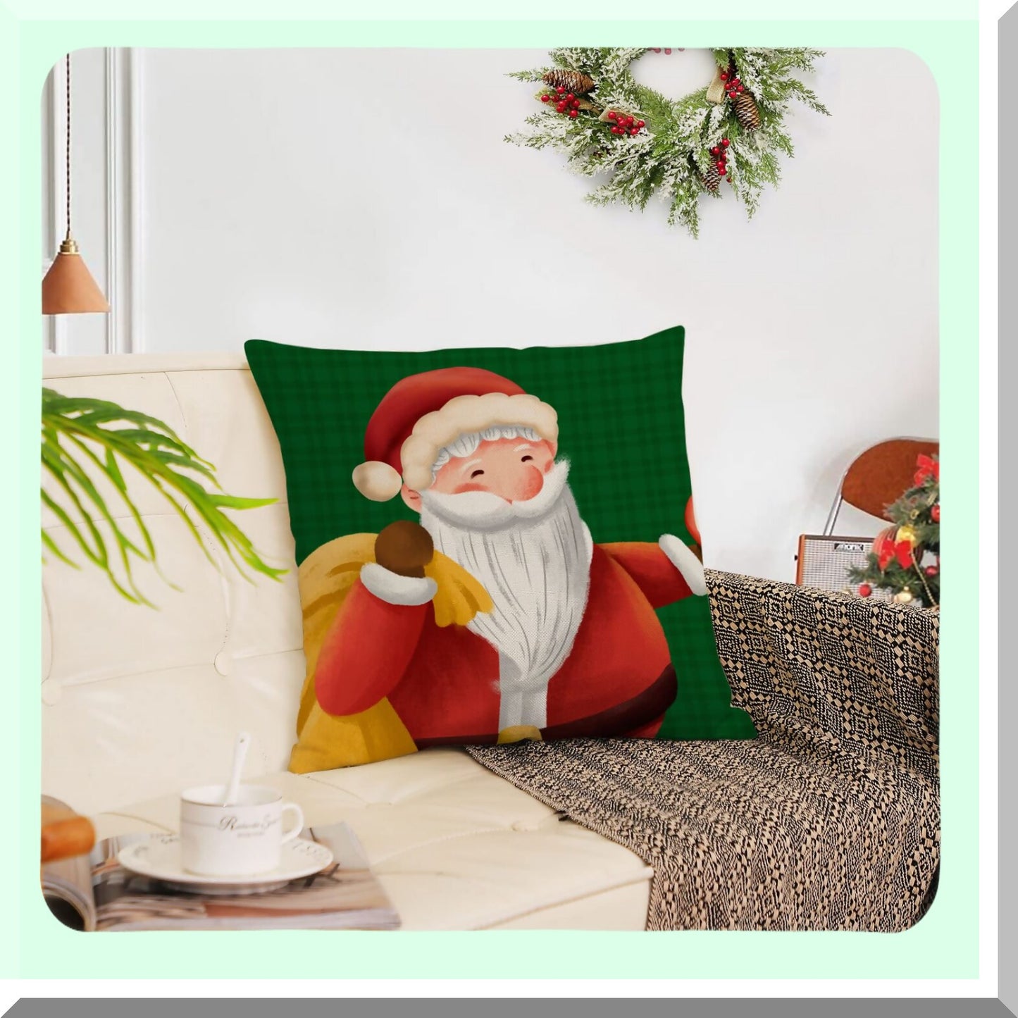 Festive Holiday Pillow Covers Set - Red Green Xmas Throw Pillow Cases - Winter Home Decor Cushion Covers - New Year Sofa Outdoor Couch 26x26