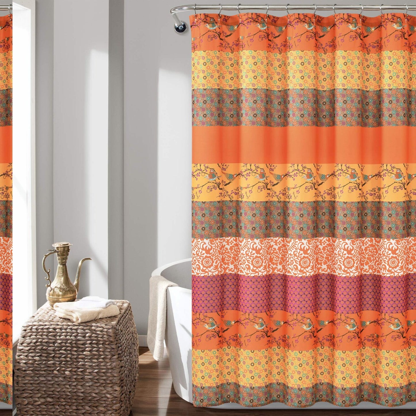 Tangerine Striped Shower Curtain 72x72
