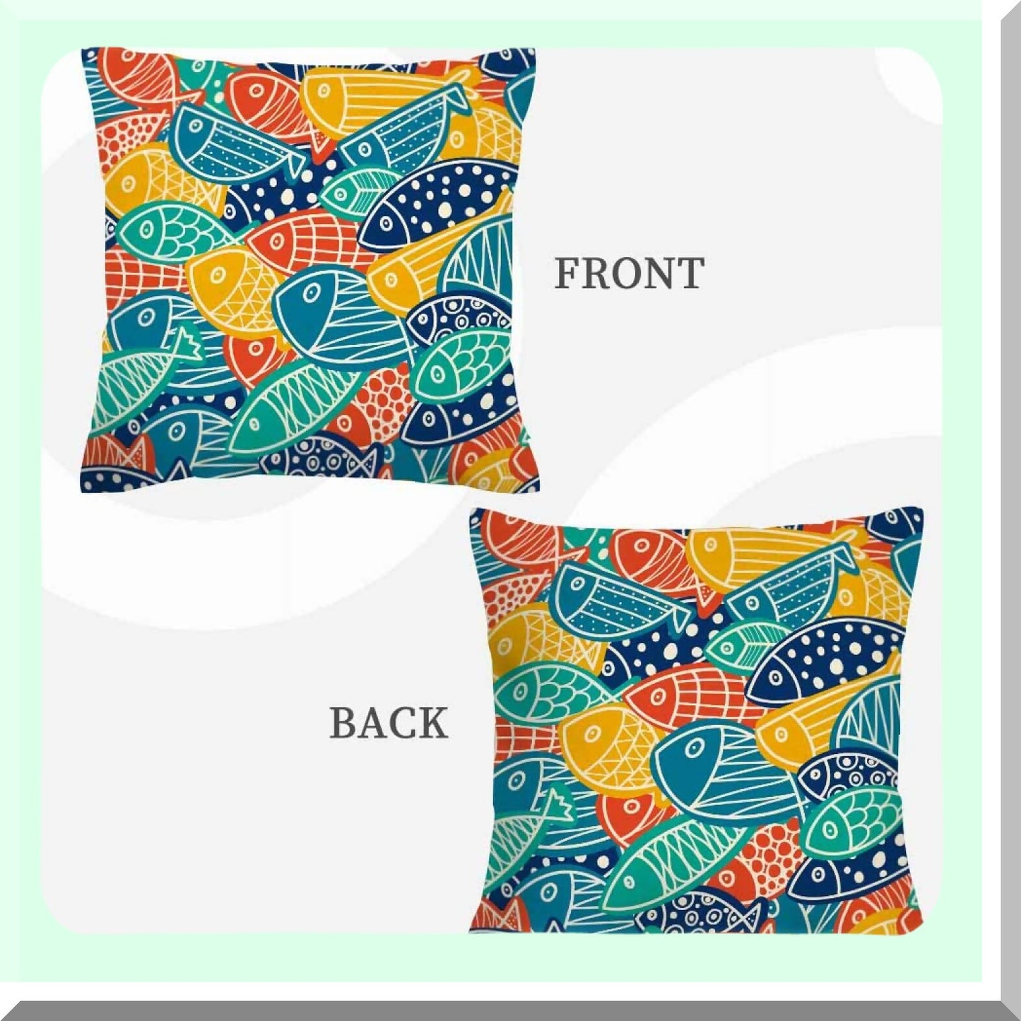 Oceanic Hues Decorative Pillow Covers - Sea Life Inspired Cotton Linen Cushion Cases for Couch Sofa Bedroom - Colorful Fish Design 18X18