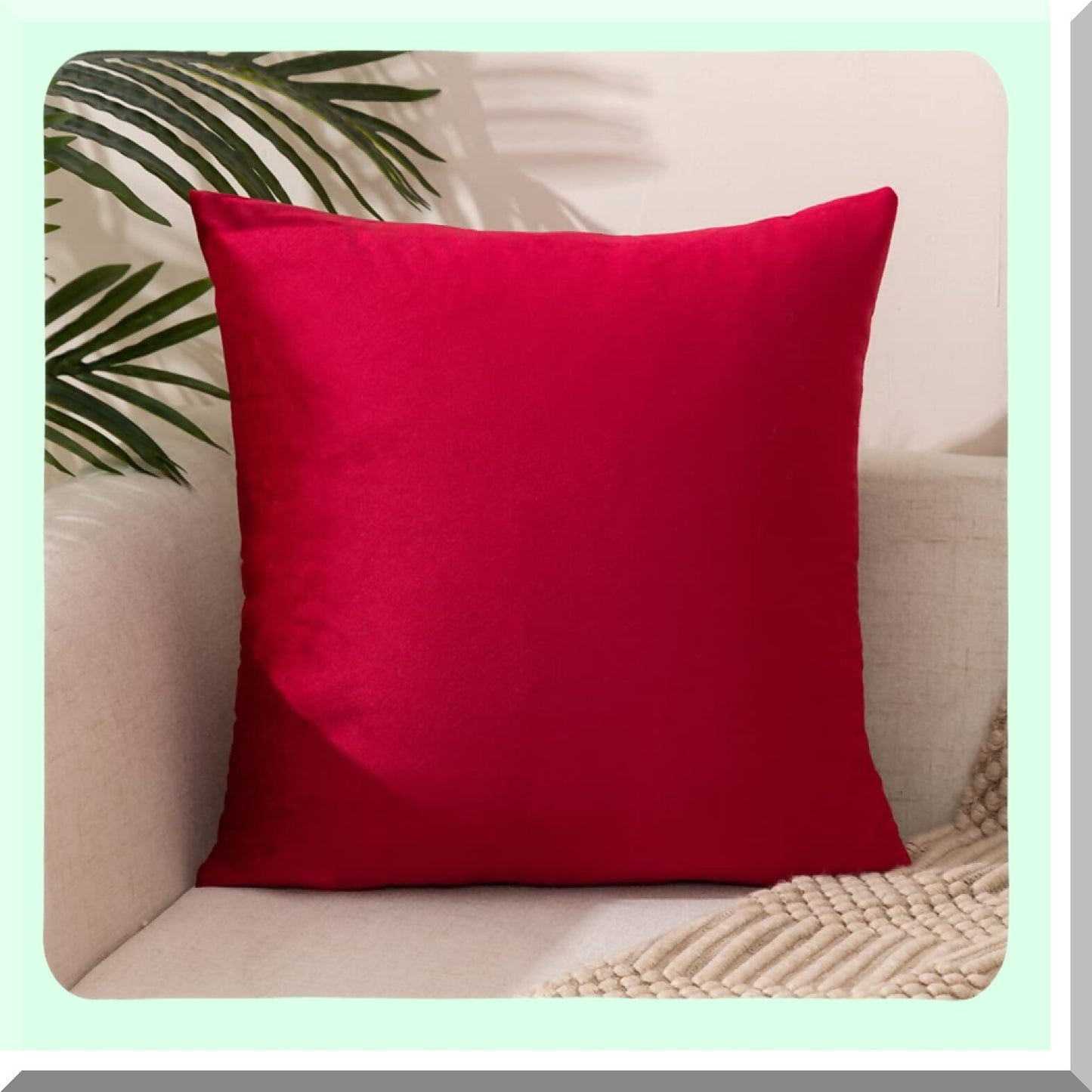 Luxury Velvet Throw Pillow Set - 18x18 Pack of 2 Soft Red Decorative Cushion Covers with Inserts for Sofa, Bedroom, Car - Plush Home Decor Accessory