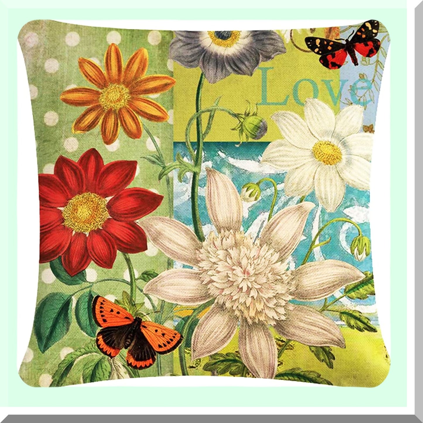 Floral Bliss Soft Pillow Covers - Set of 4, Hand Painted Flowers Pattern Decorative Cushion Cases, 18x18 inches, Home Decor Accent