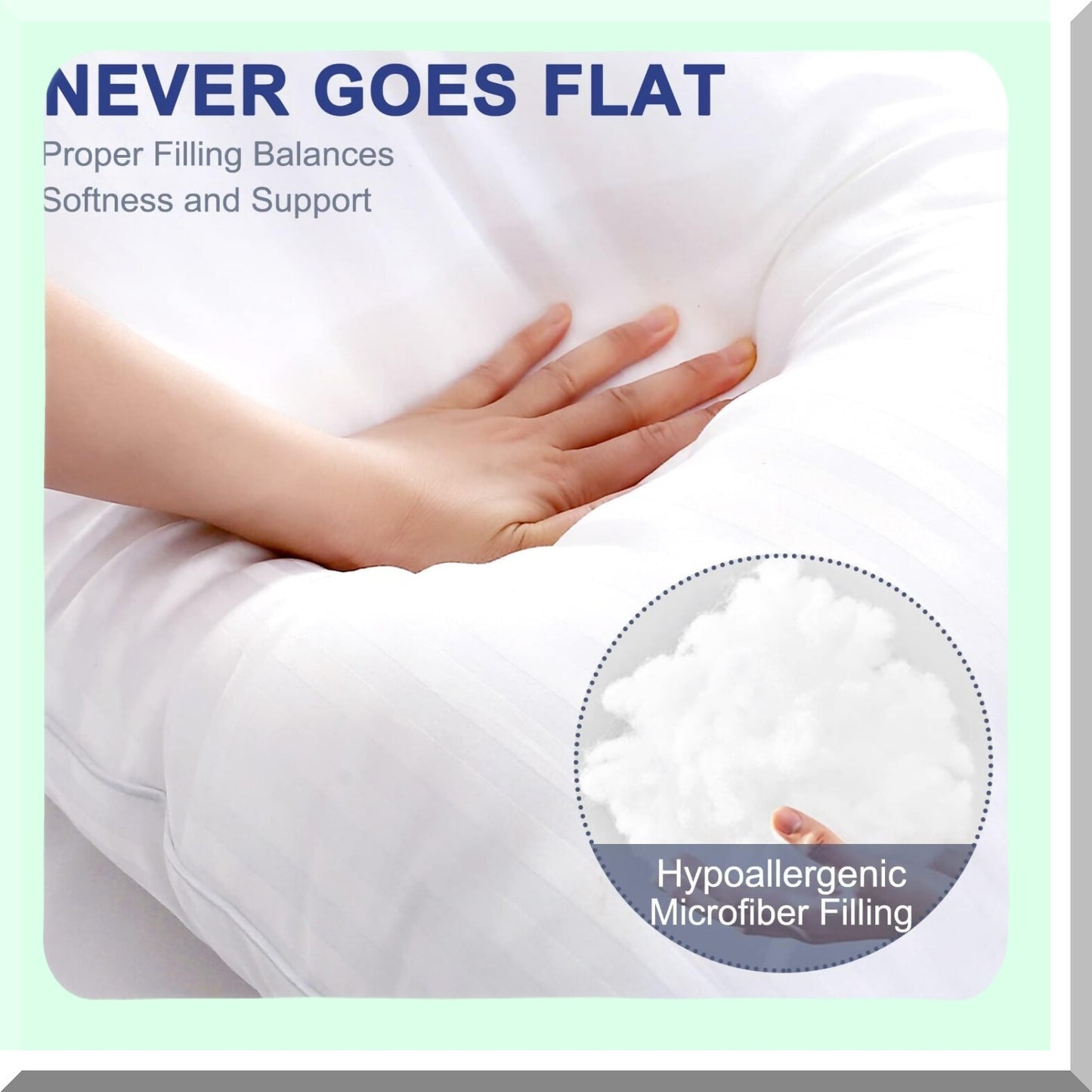 StripeFirm Body Pillow - Long Insert for Bed, Fluffy & Supportive 20x54 Inch Pillow for Adults - Comfortable Full Body Pillow