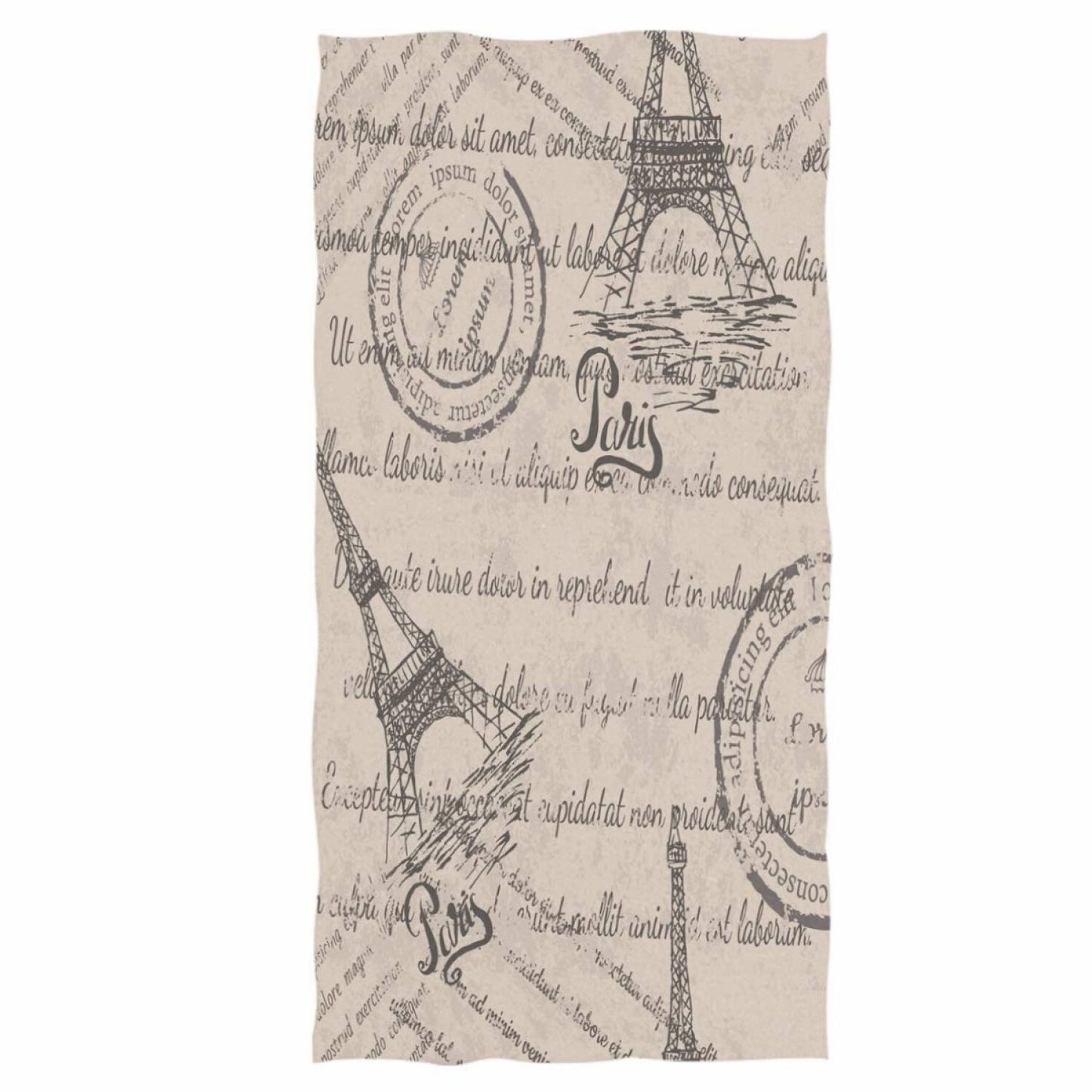 Eiffel Tower Hand Towel 16x30 IN Retro Pattern