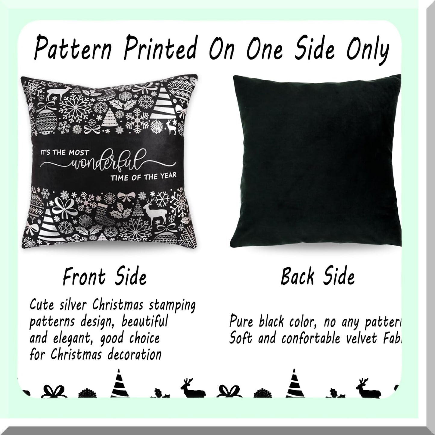 Gold Snowflake Decorative Pillow Set - Black & Gold Throw Pillow Covers 20x20 - Tree Decor Cushion Set for Home Sofa - Set of 4 Decorations