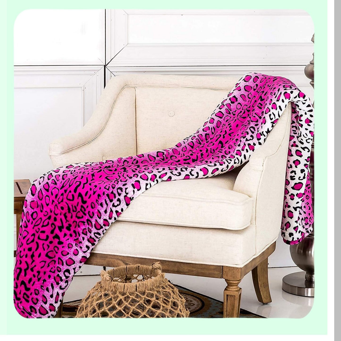 WildComfort Queen Blanket - All Season Extra Soft Warm Cozy Safari Animal Print Throw for Sofa, Couch, or Bed, Pink Leopard