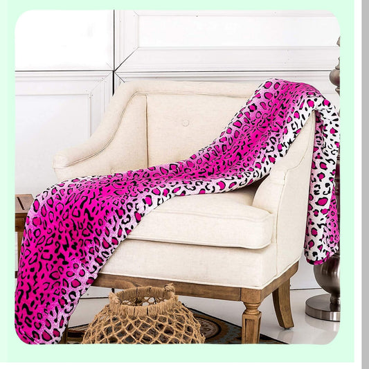 WildComfort Queen Blanket - All Season Extra Soft Warm Cozy Safari Animal Print Throw for Sofa, Couch, or Bed, Pink Leopard