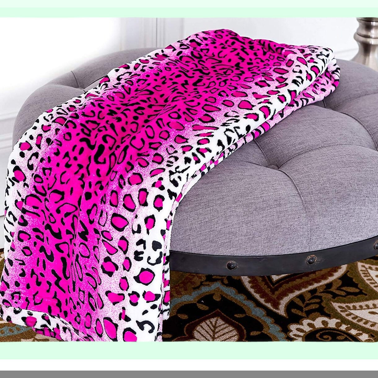 WildComfort Queen Blanket - All Season Extra Soft Warm Cozy Safari Animal Print Throw for Sofa, Couch, or Bed, Pink Leopard