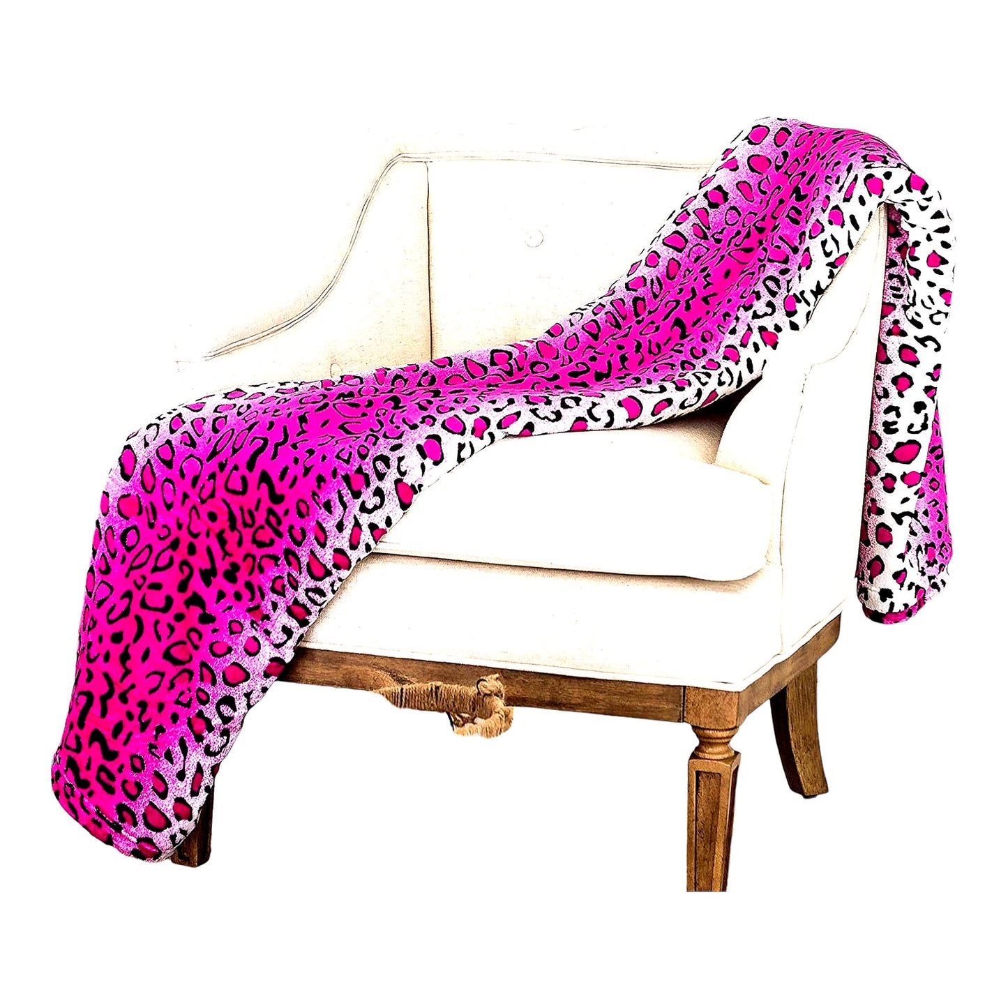 WildComfort Queen Blanket - All Season Extra Soft Warm Cozy Safari Animal Print Throw for Sofa, Couch, or Bed, Pink Leopard