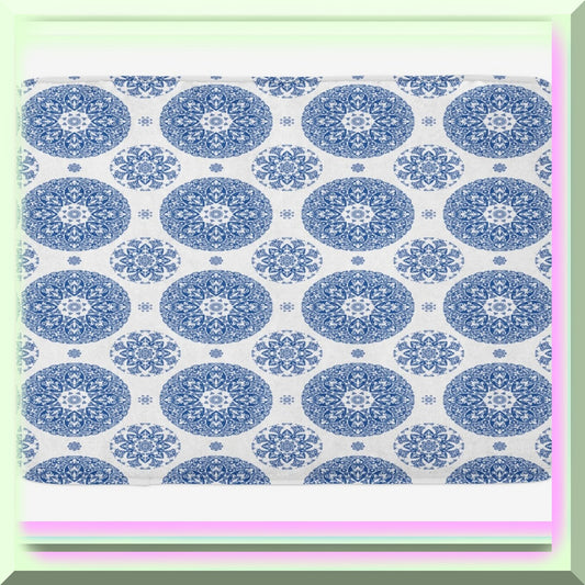 Vintage Blue White Floral Circular Bath Mat 30.2" x 20"
