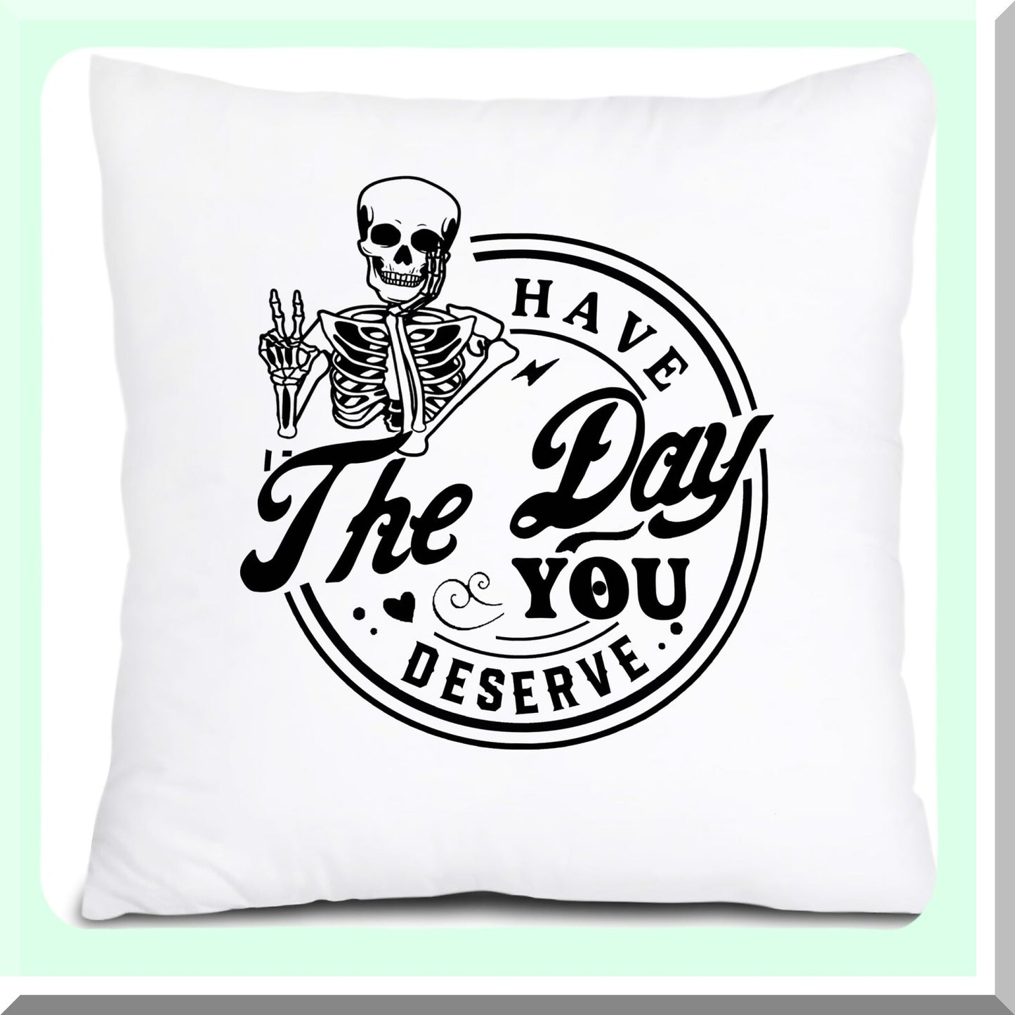 Funny Peace Sign Skeleton Throw Pillow Cover - Skull Lover Gifts - 18x18 Inch Sofa Pillowcase - Day You Deserve Decor