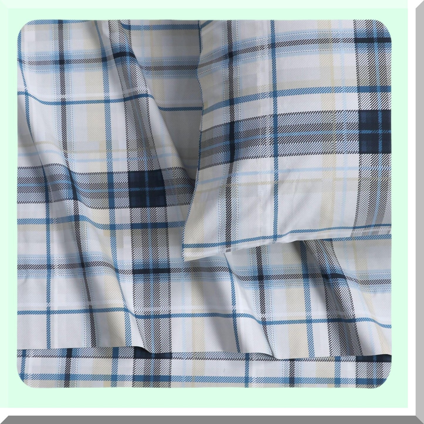 Tribeca Plaid Cotton Percale Pillowcases - Set of 2, 300 Thread Count, Envelope Closure, Multicolor Print - Soft and Breathable Bedding Essentials