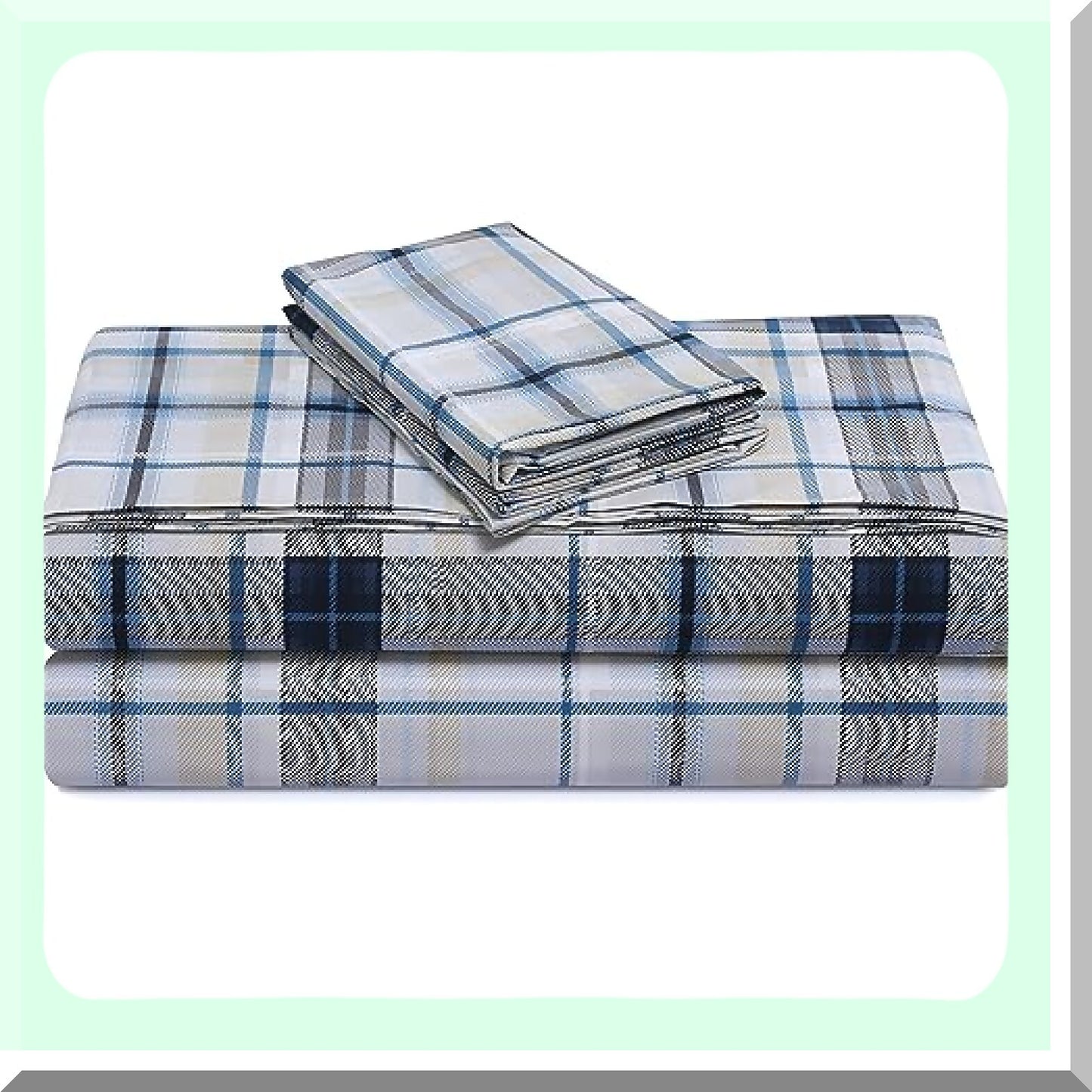 Tribeca Plaid Cotton Percale Pillowcases - Set of 2, 300 Thread Count, Envelope Closure, Multicolor Print - Soft and Breathable Bedding Essentials