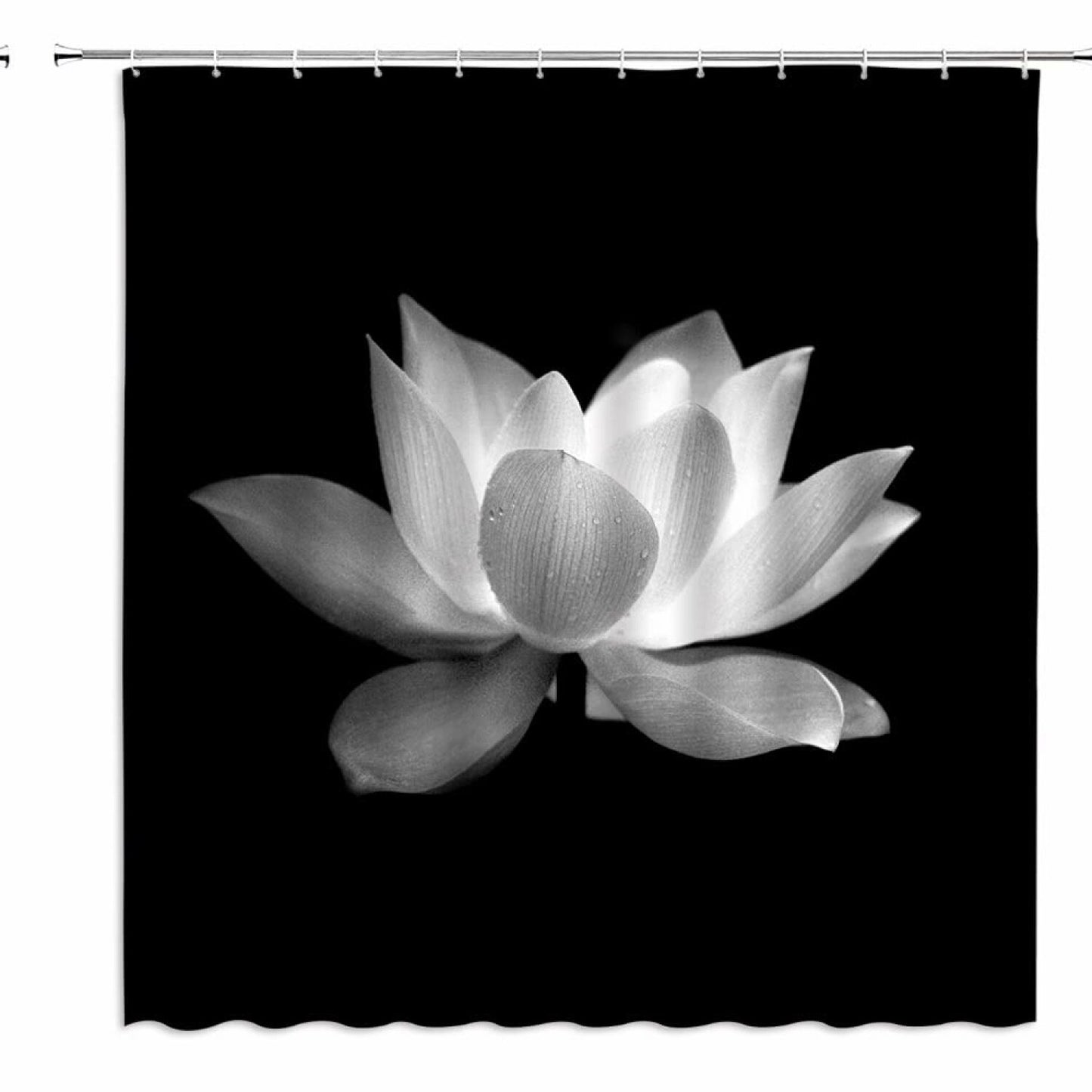 Black White Flower Shower Curtain 70x70 inches