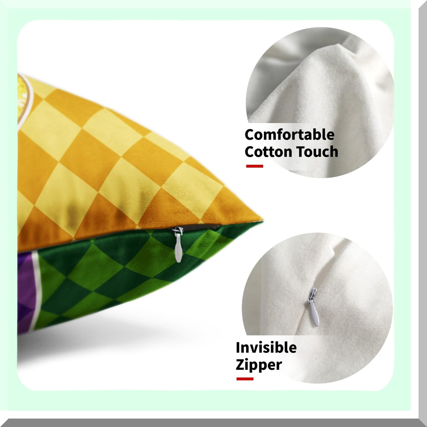 Masquerade Fleur De Lis Lumbar Pillow Set - Mardi Gras Holiday Party Decor - Yellow Purple Green Throw Pillow Covers - Sofa Home Decorations - 12X20 Inch - Set of 2