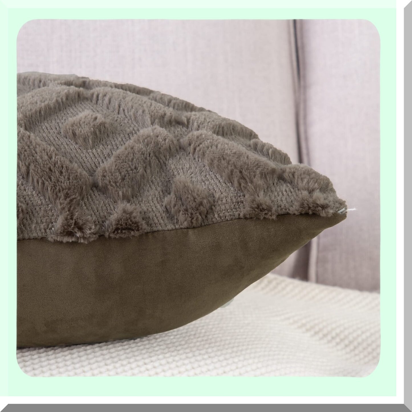 SuperPlush Taupe Wool Throw Pillow Covers - Set of 2 | 26x26 Inch Square Decorative Velvet Cushion Cover for Sofa, Bedroom, Living Room | Soft & Cozy Pillow Shell