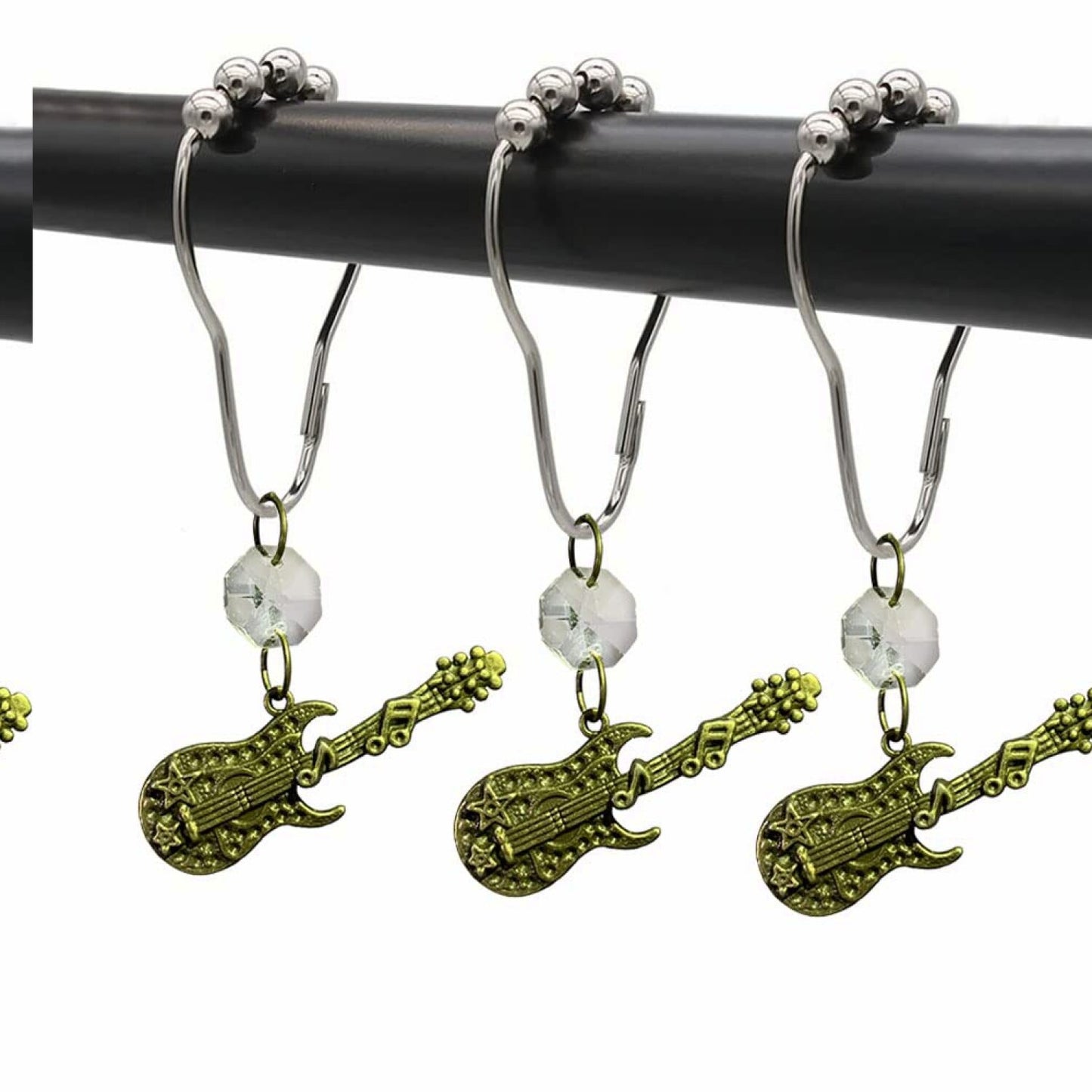 Stainless Steel Guitar Shower Curtain Hooks Set of 12