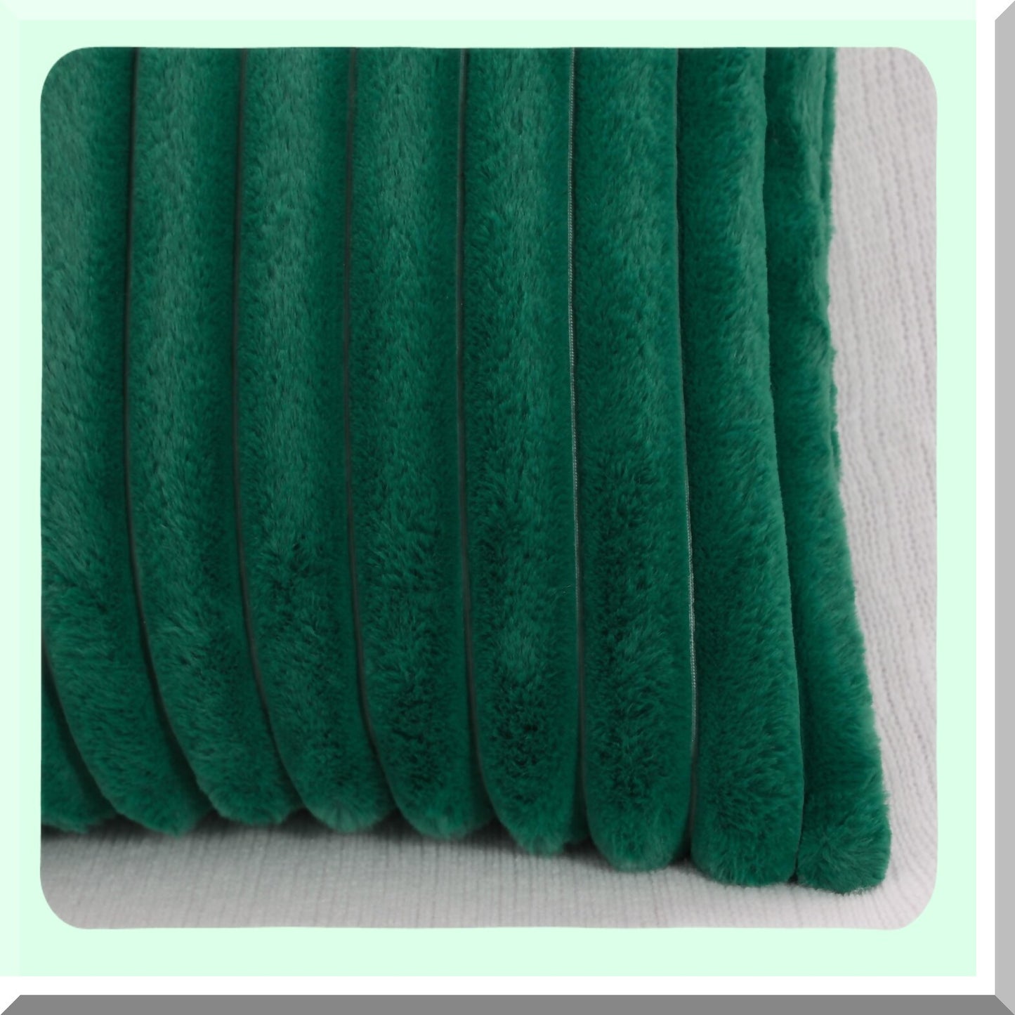 Luxury Fluffy Green Striped Pillow Covers - Set of 2 | Soft Plush Decorative Cushion Covers for Sofa, Couch, Living Room - 18x18